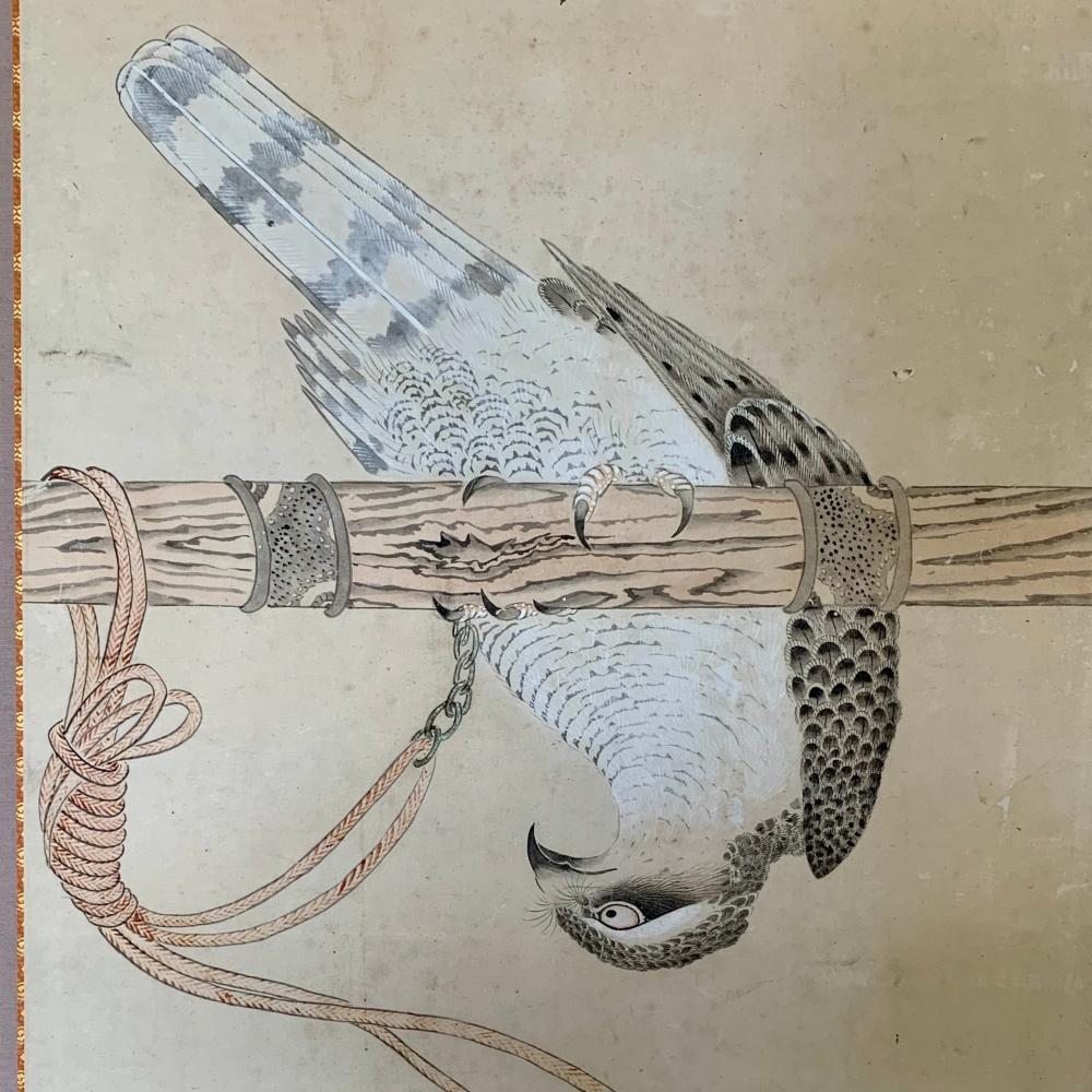 Japanese Mid-Edo Hawk Screen For Sale