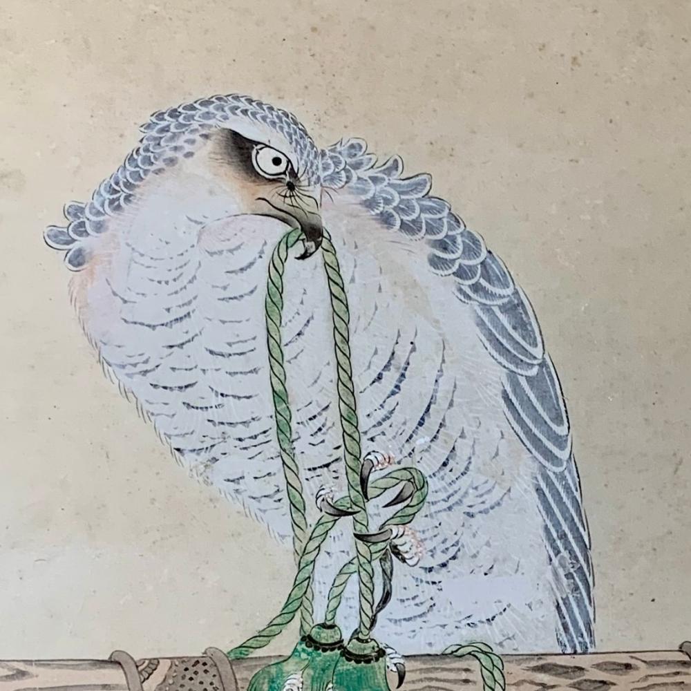 Hand-Crafted Mid-Edo Hawk Screen For Sale