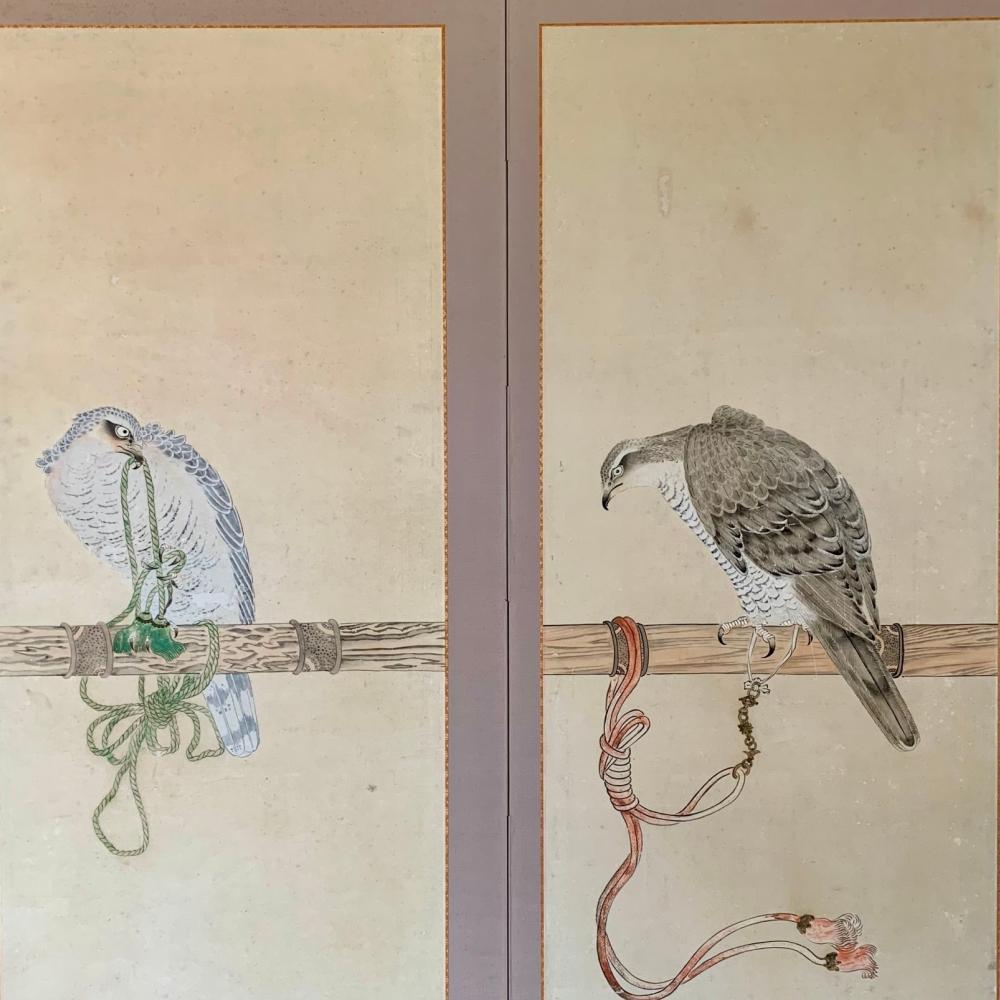 Mid-Edo Hawk Screen In Good Condition For Sale In Fukuoka, JP