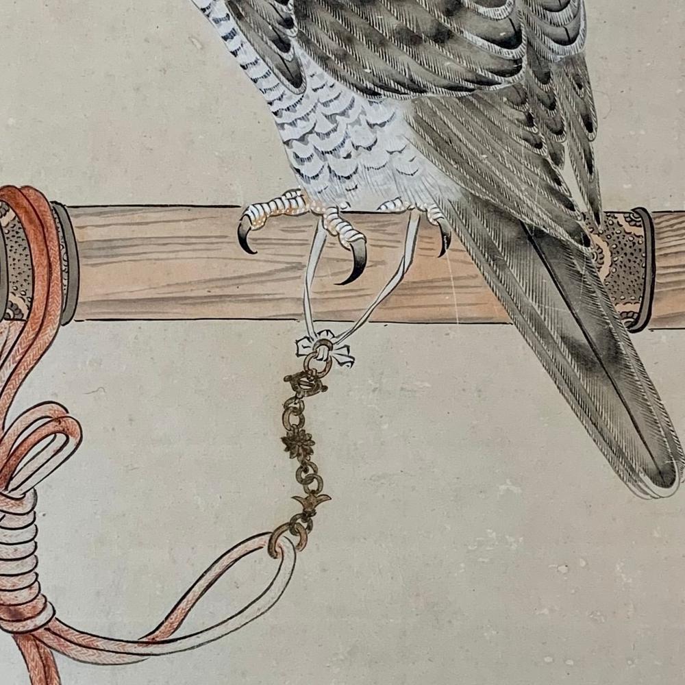 18th Century and Earlier Mid-Edo Hawk Screen For Sale