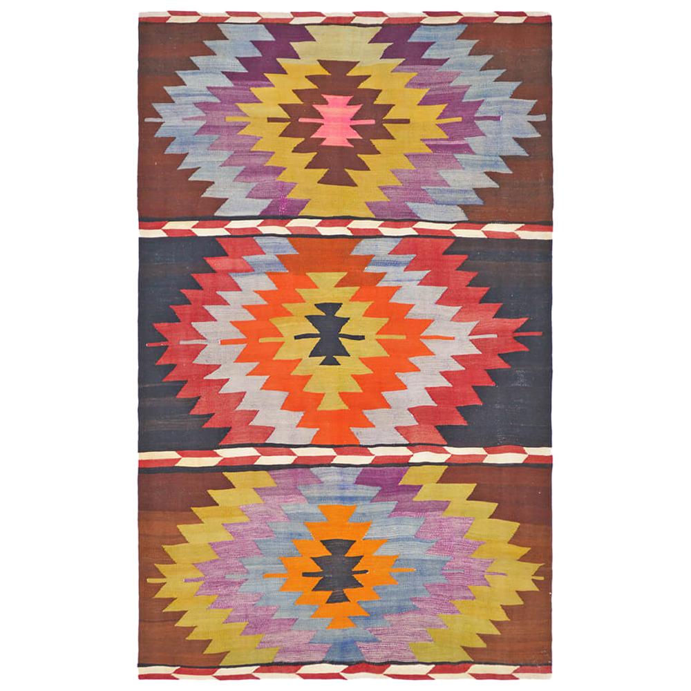 Kilim anatolien multicolore tissé à la main du milieu du XXe siècle en vente