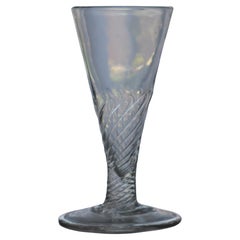 Mid-Georgian Ale Drinking Glass Wrythen Bowl & Stem Handblown, circa 1760