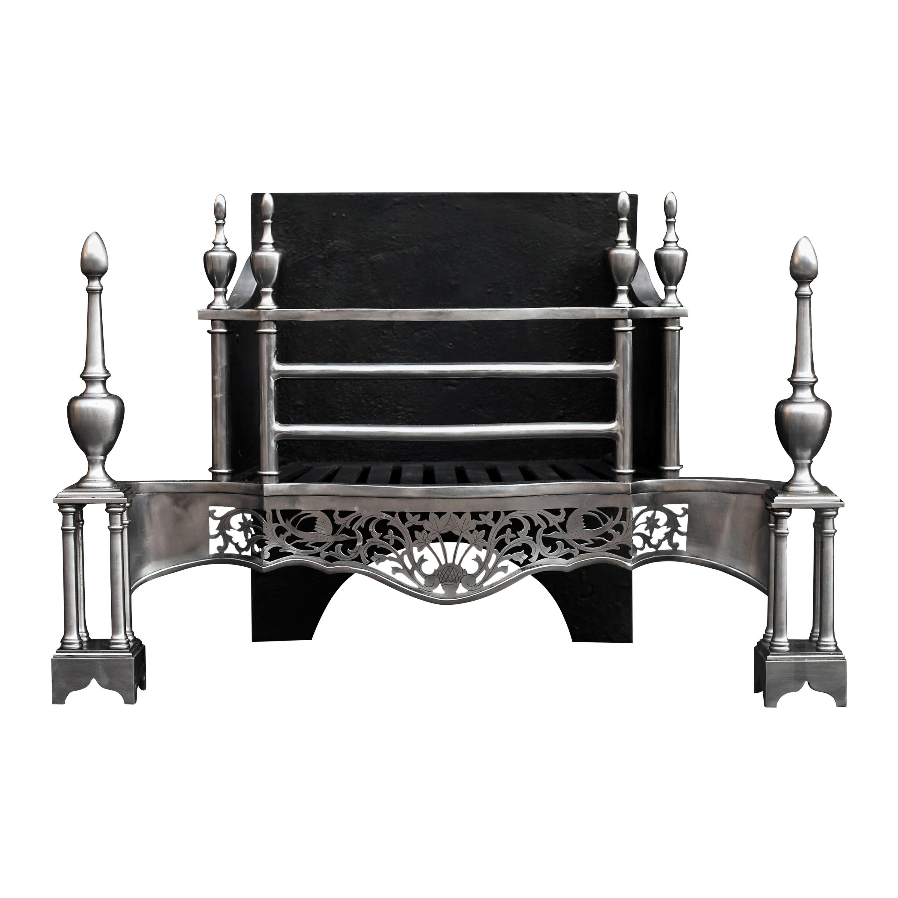 Mid Georgian Chippendale Style Steel Firegrate