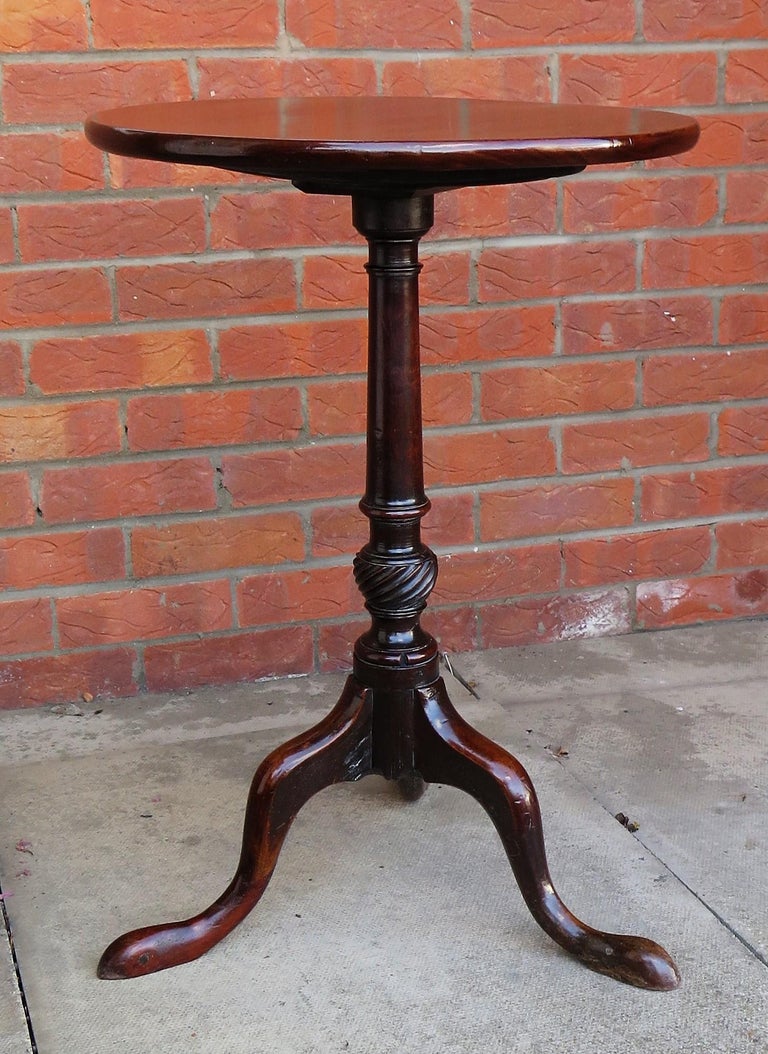 Mid Solid Walnut Tripod or Wine Table One Piece Tilt Top