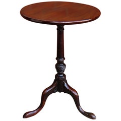 Mid Georgian Solid Walnut Tripod or Wine Table One Piece Tilt Top, circa 1760