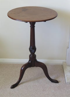 Mid Georgian Solid Walnut Wine or Tripod Table One Piece Tilt Top, circa 1760