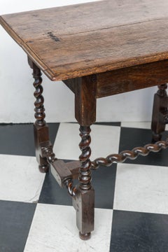 Mid-Georgian Twist Turned Oak Side or Sofa Table, Good Scale, circa 1750