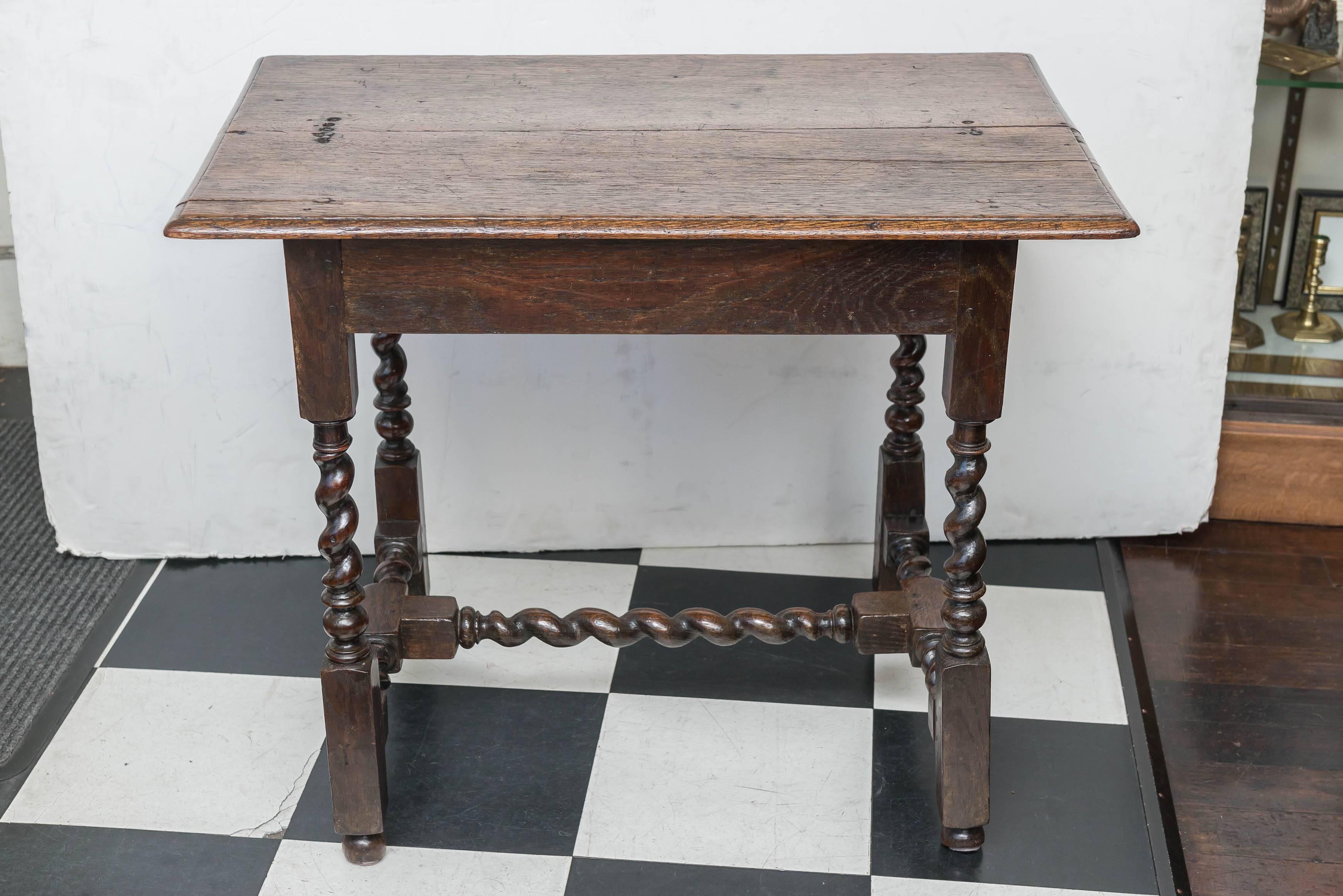 Joinery Mid-Georgian Twist Turned Oak Side or Sofa Table, Good Scale, circa 1750