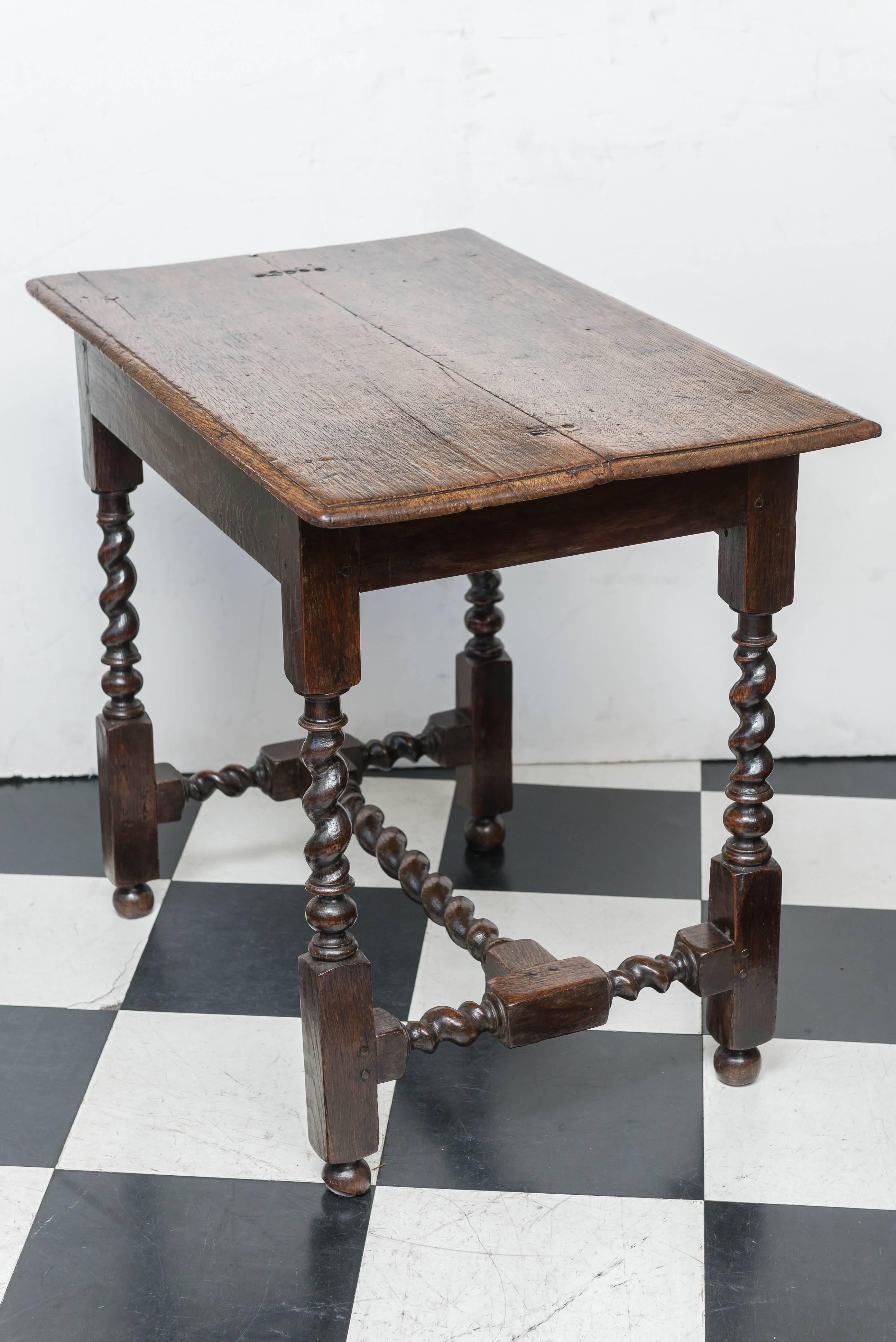 18th Century Mid-Georgian Twist Turned Oak Side or Sofa Table, Good Scale, circa 1750