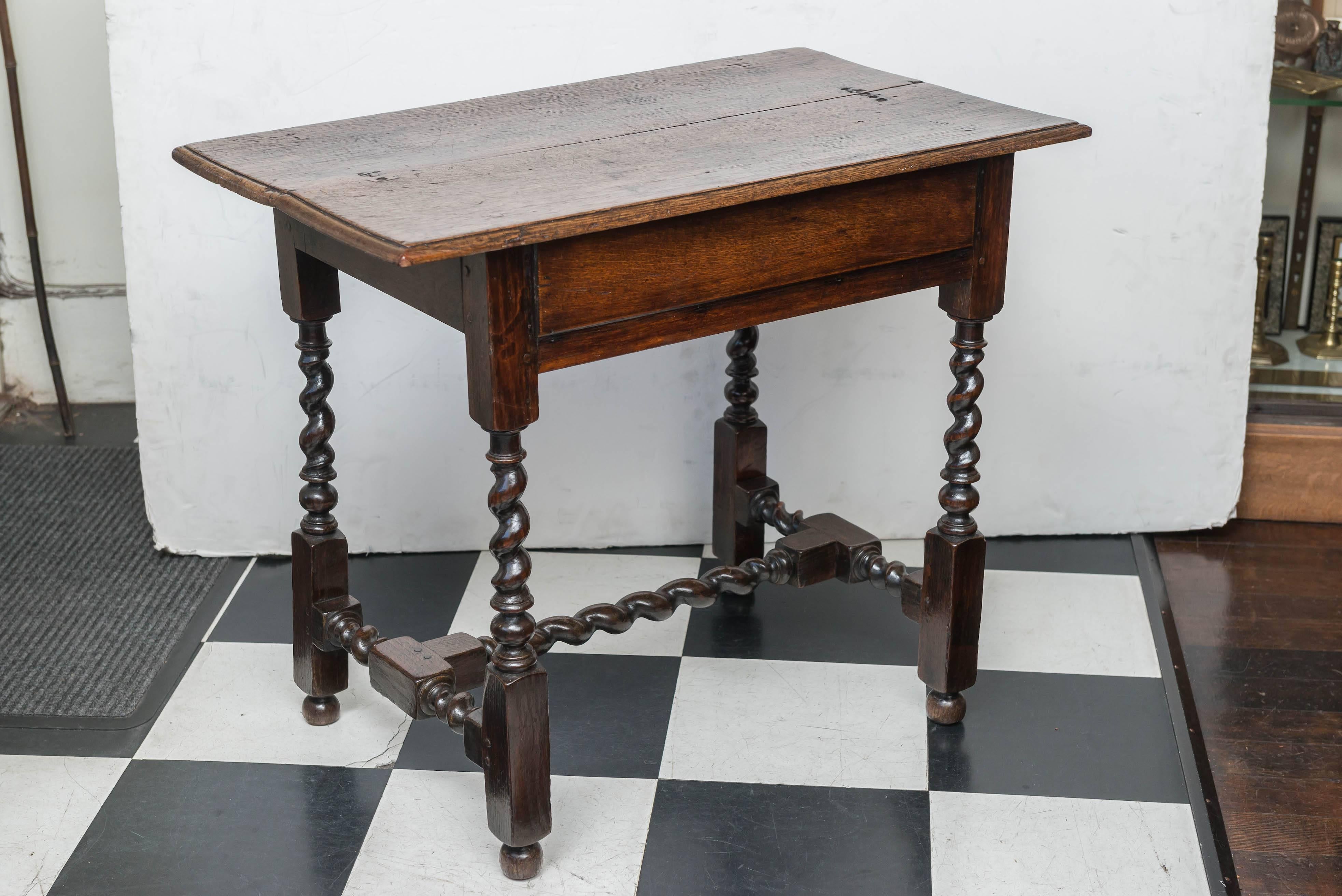 Mid-Georgian Twist Turned Oak Side or Sofa Table, Good Scale, circa 1750 1