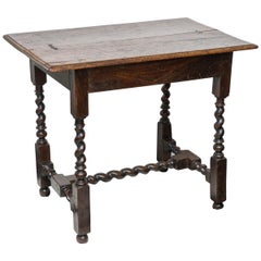 Mid-Georgian Twist Turned Oak Side or Sofa Table, Good Scale, circa 1750