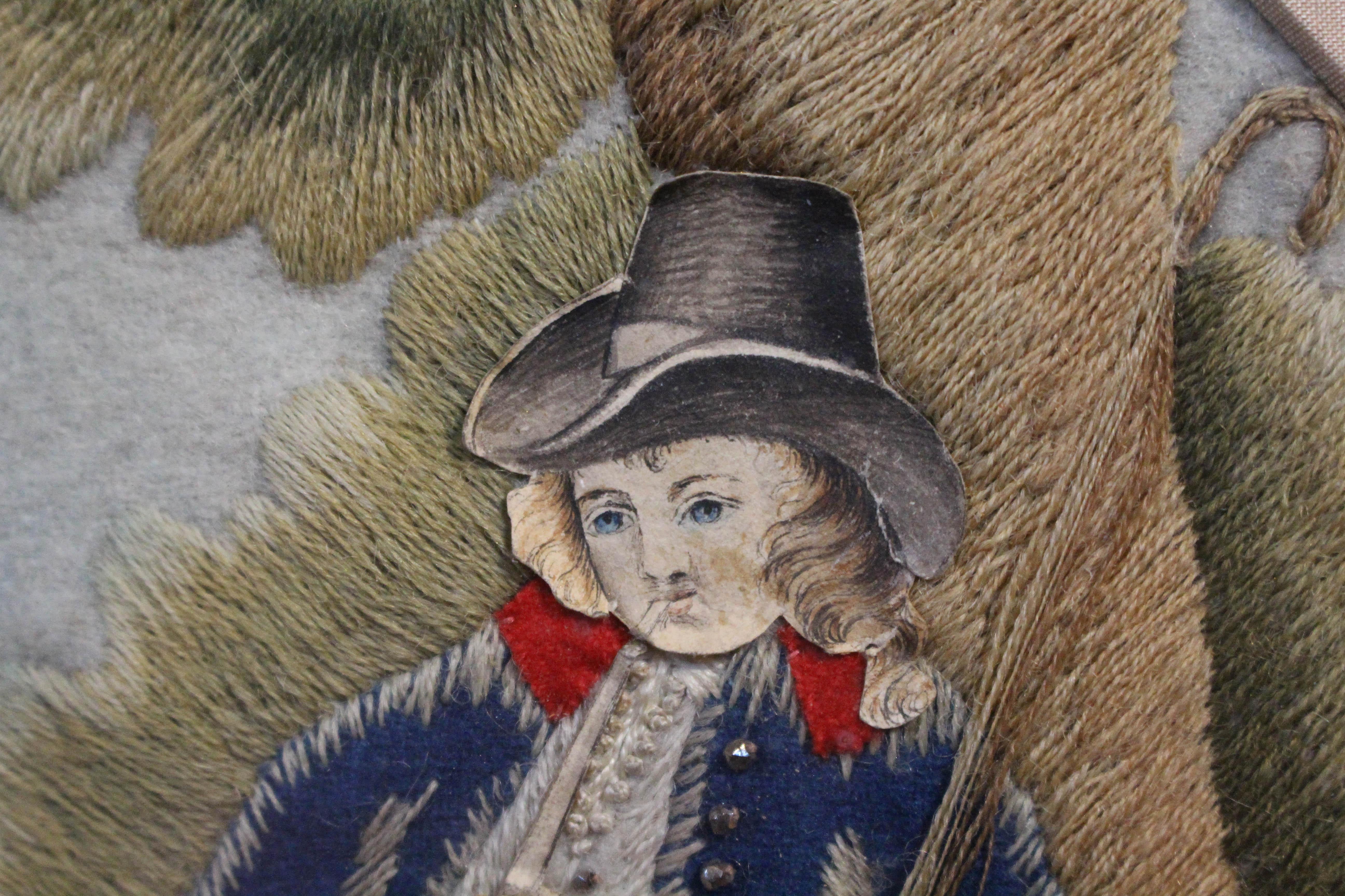 Gilt Mid-Late 18th Century English Silk & Stumpwork Picture For Sale