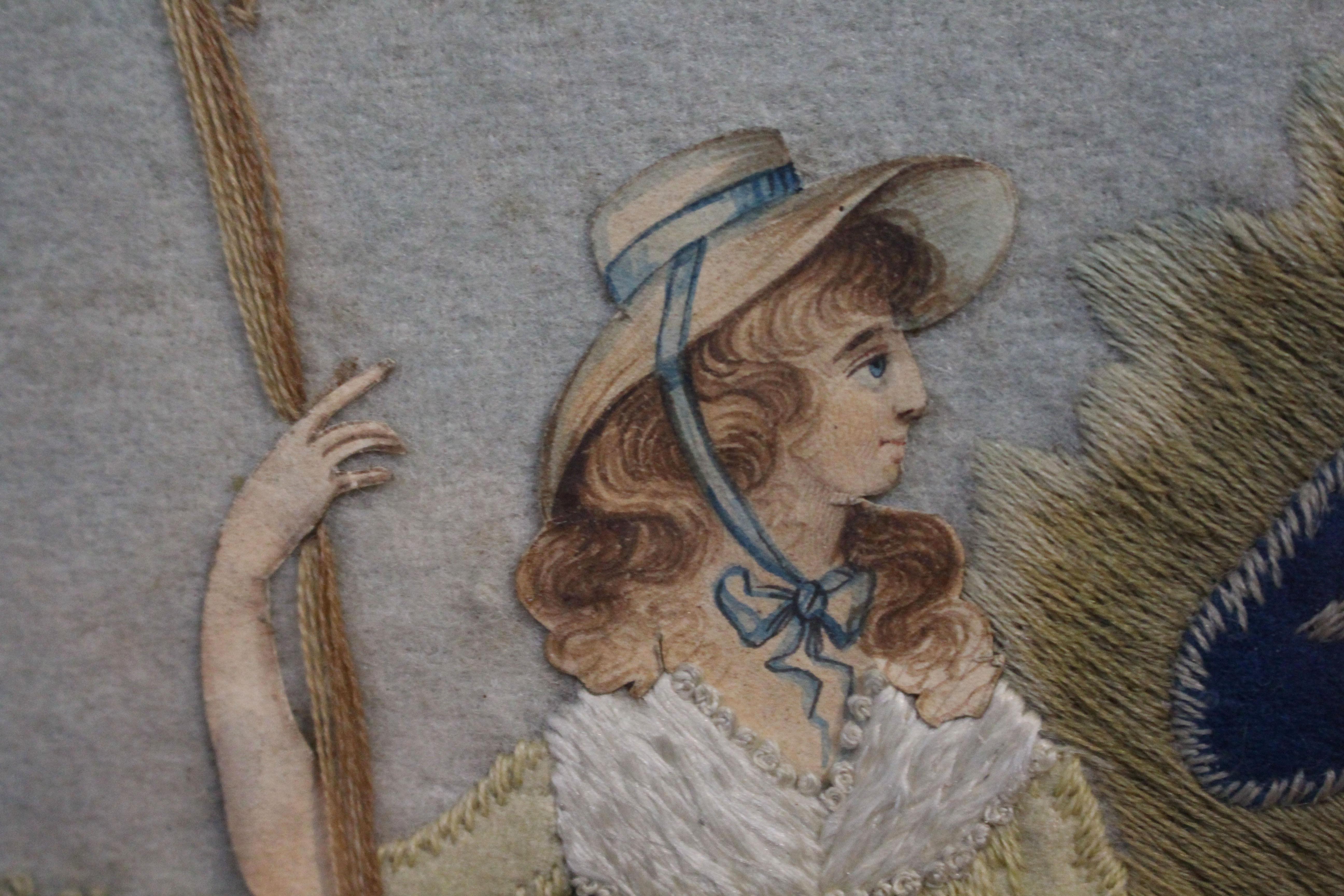 Mid-Late 18th Century English Silk & Stumpwork Picture In Good Condition For Sale In Chapel Hill, NC