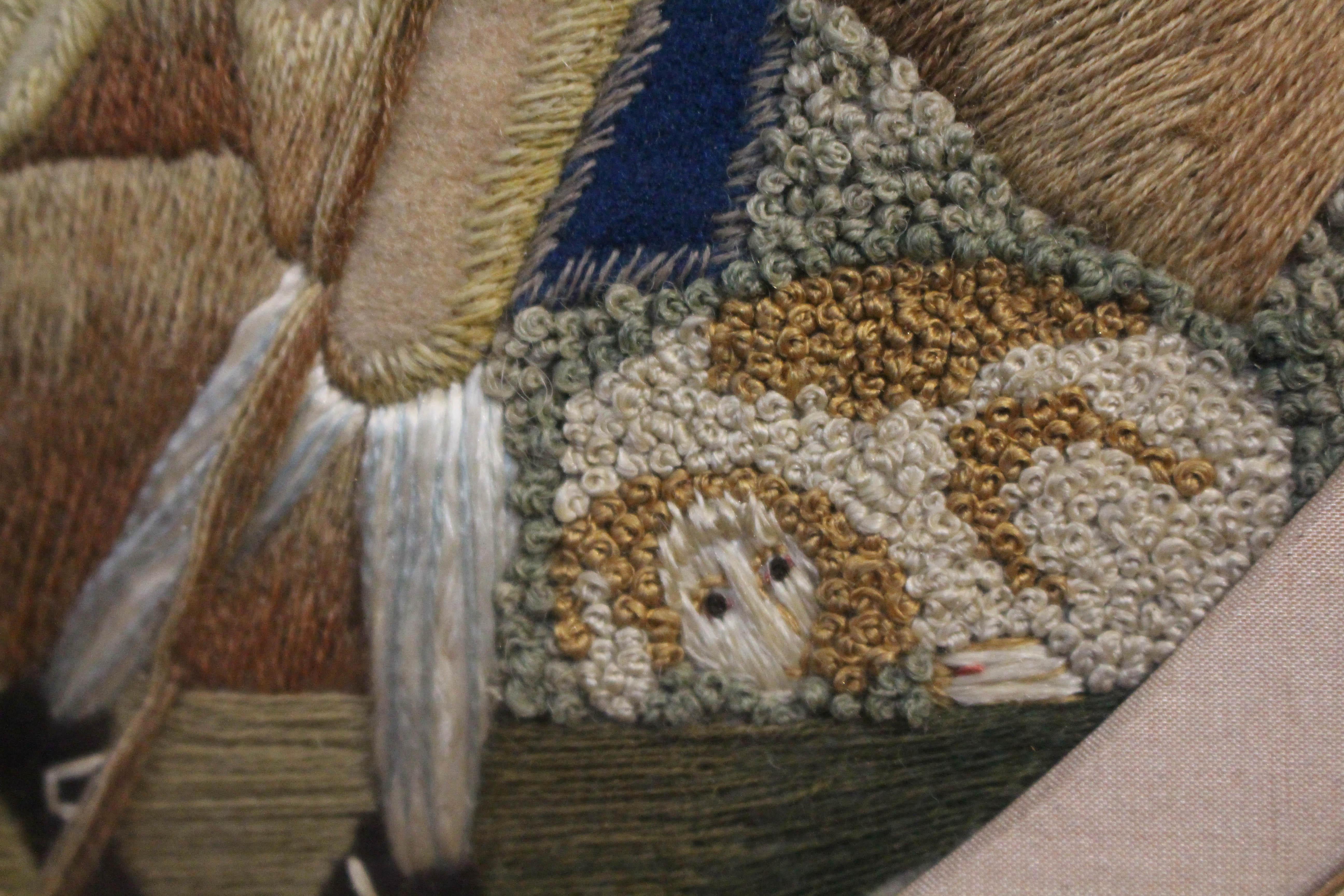 Felt Mid-Late 18th Century English Silk & Stumpwork Picture For Sale