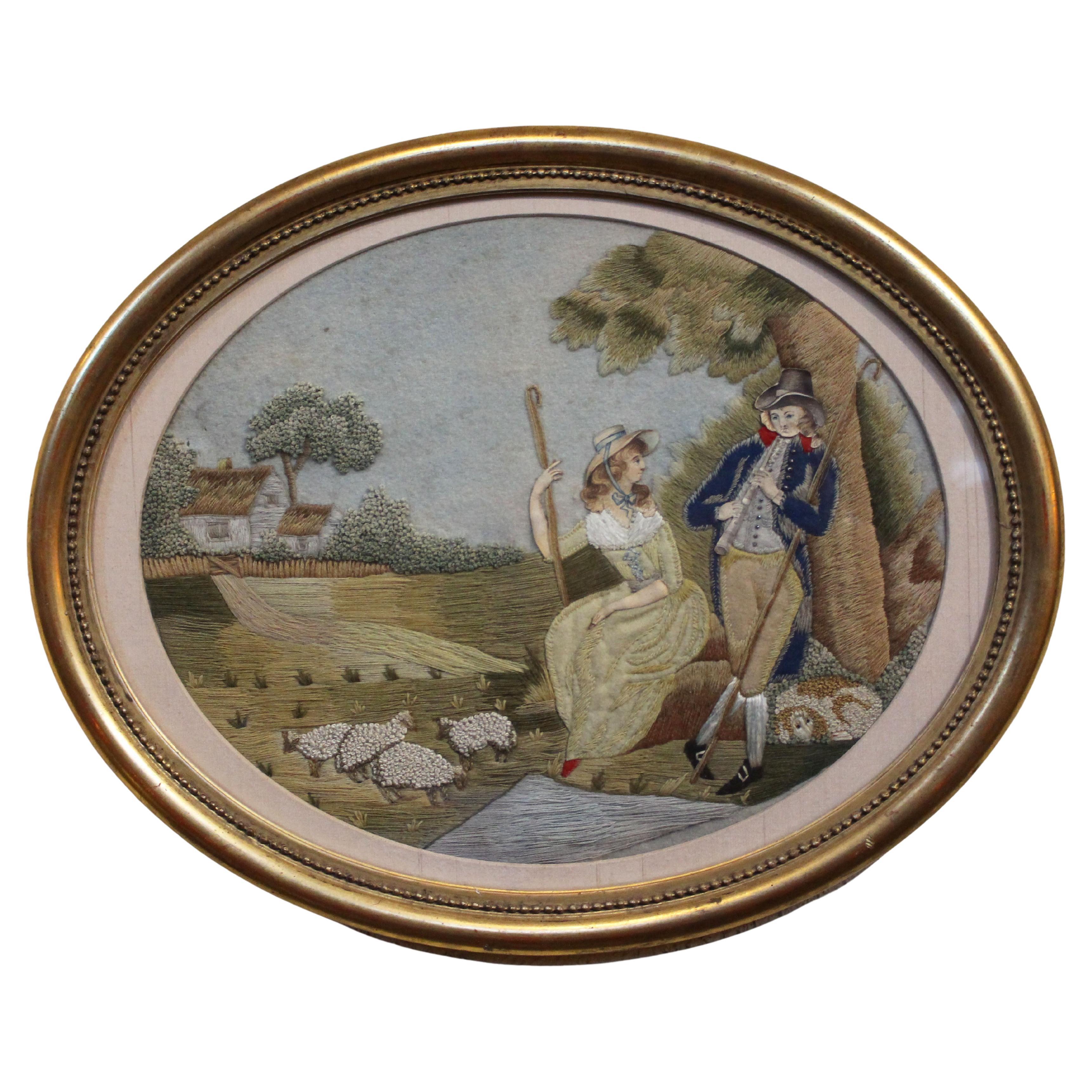 Mid-Late 18th Century English Silk 
Stumpwork Picture For Sale