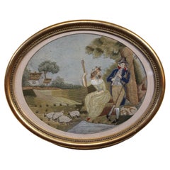 Tableau anglais du milieu du XVIIIe siècle, en soie et en moignons