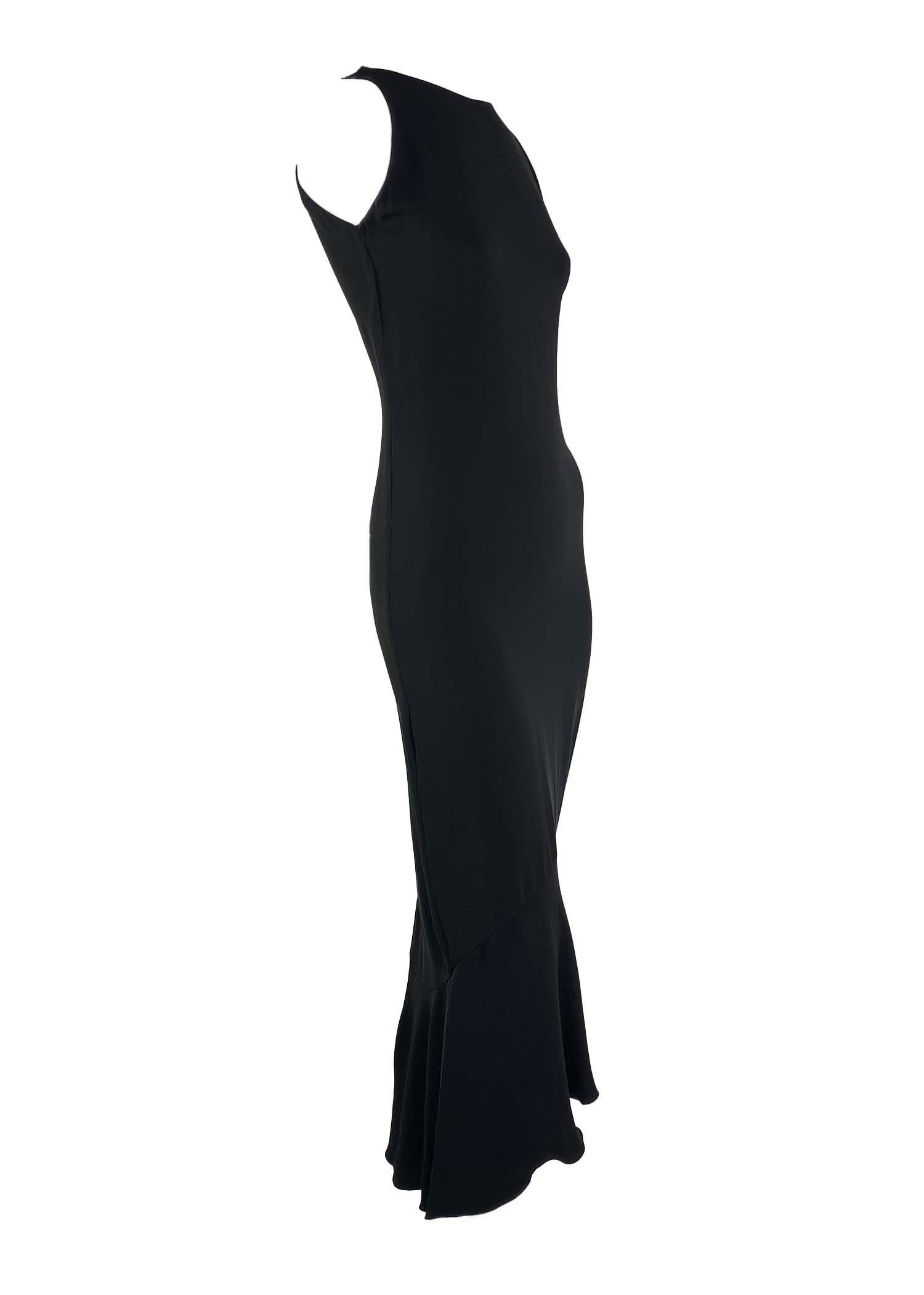 Women's Mid-Late 1990s Gianni Versace Couture Black Dropped Hem Bias-Cut Wiggle Gown LBD For Sale