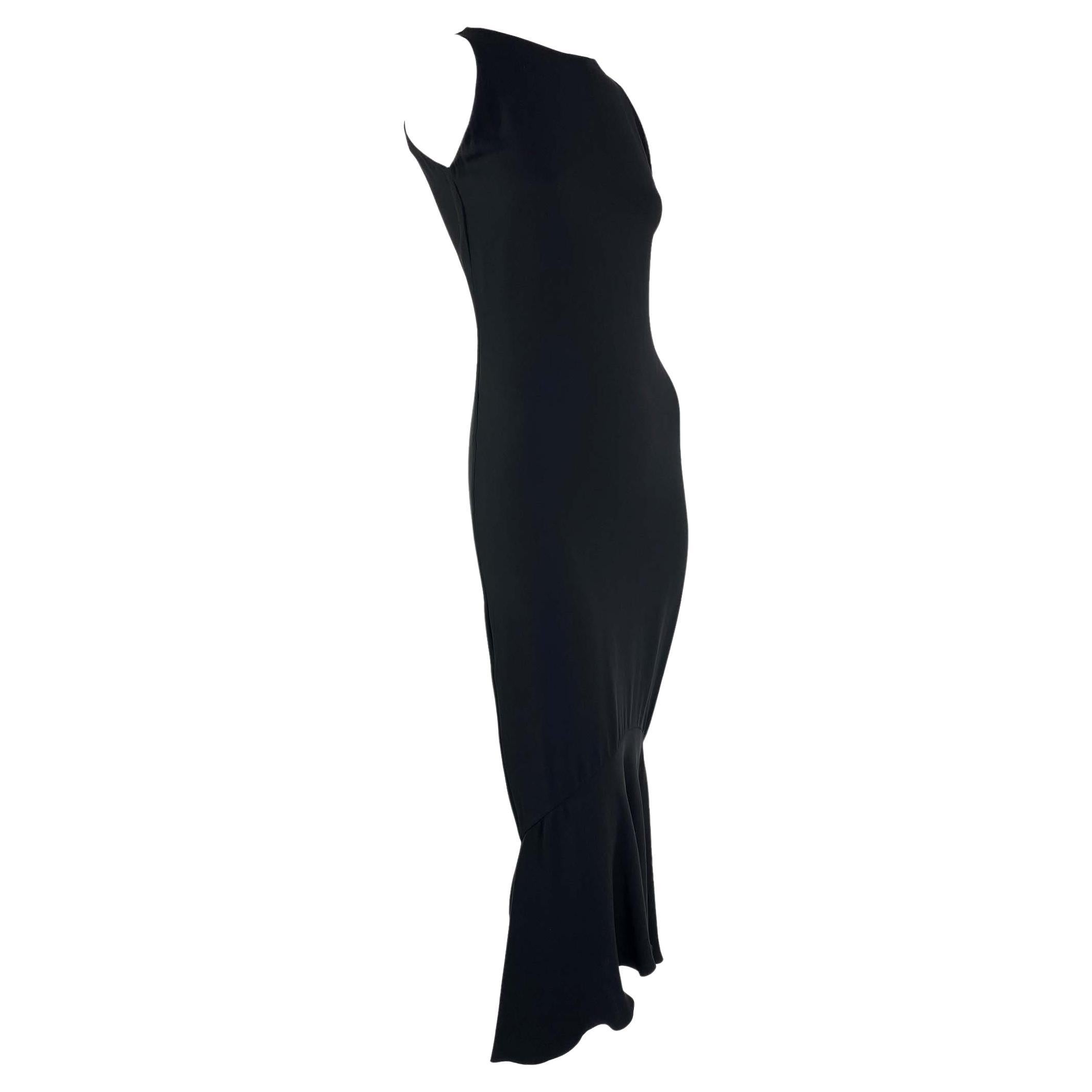 Mid-Late 1990s Gianni Versace Couture Black Dropped Hem Bias-Cut Wiggle Gown LBD For Sale 1