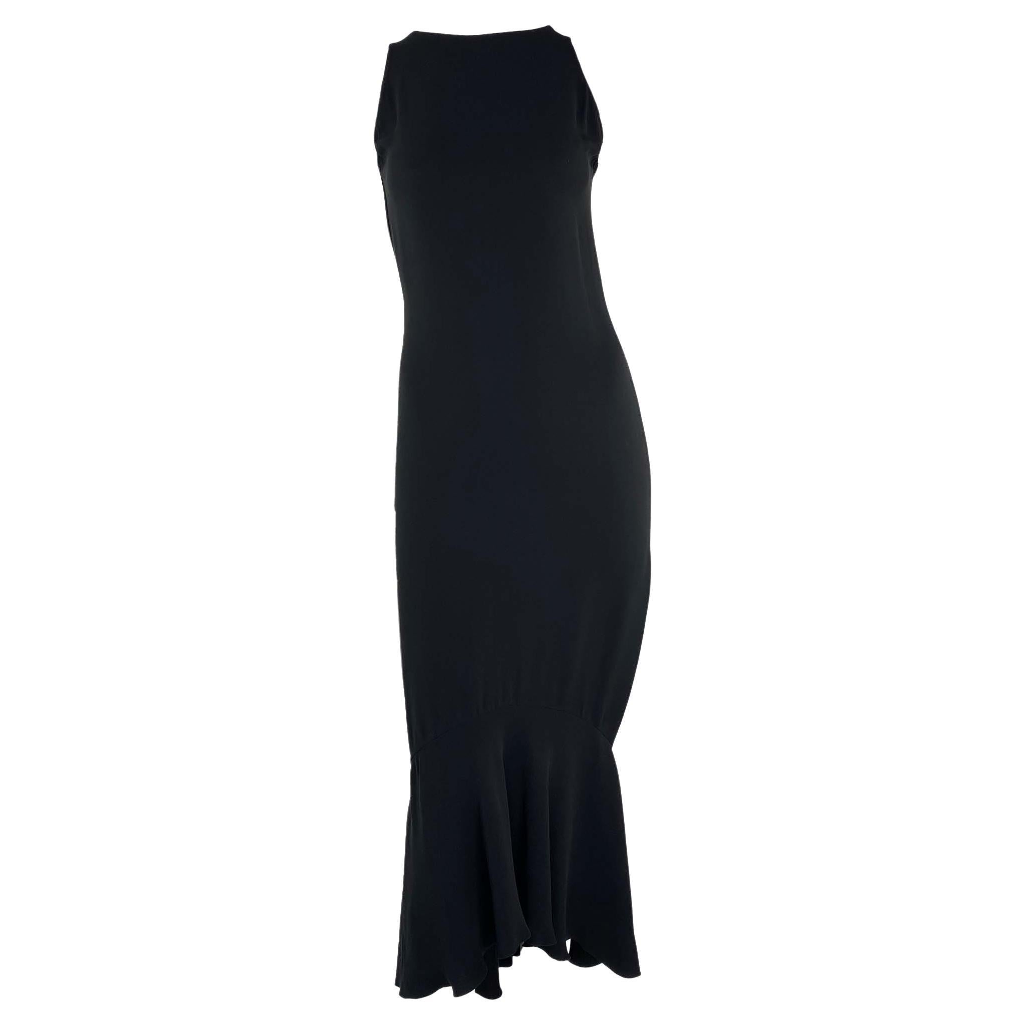 Mid-Late 1990s Gianni Versace Couture Black Dropped Hem Bias-Cut Wiggle Gown LBD For Sale