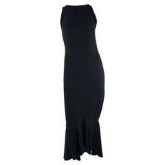Mid-Late 1990s Gianni Versace Couture Black Dropped Hem Bias-Cut Wiggle Gown LBD