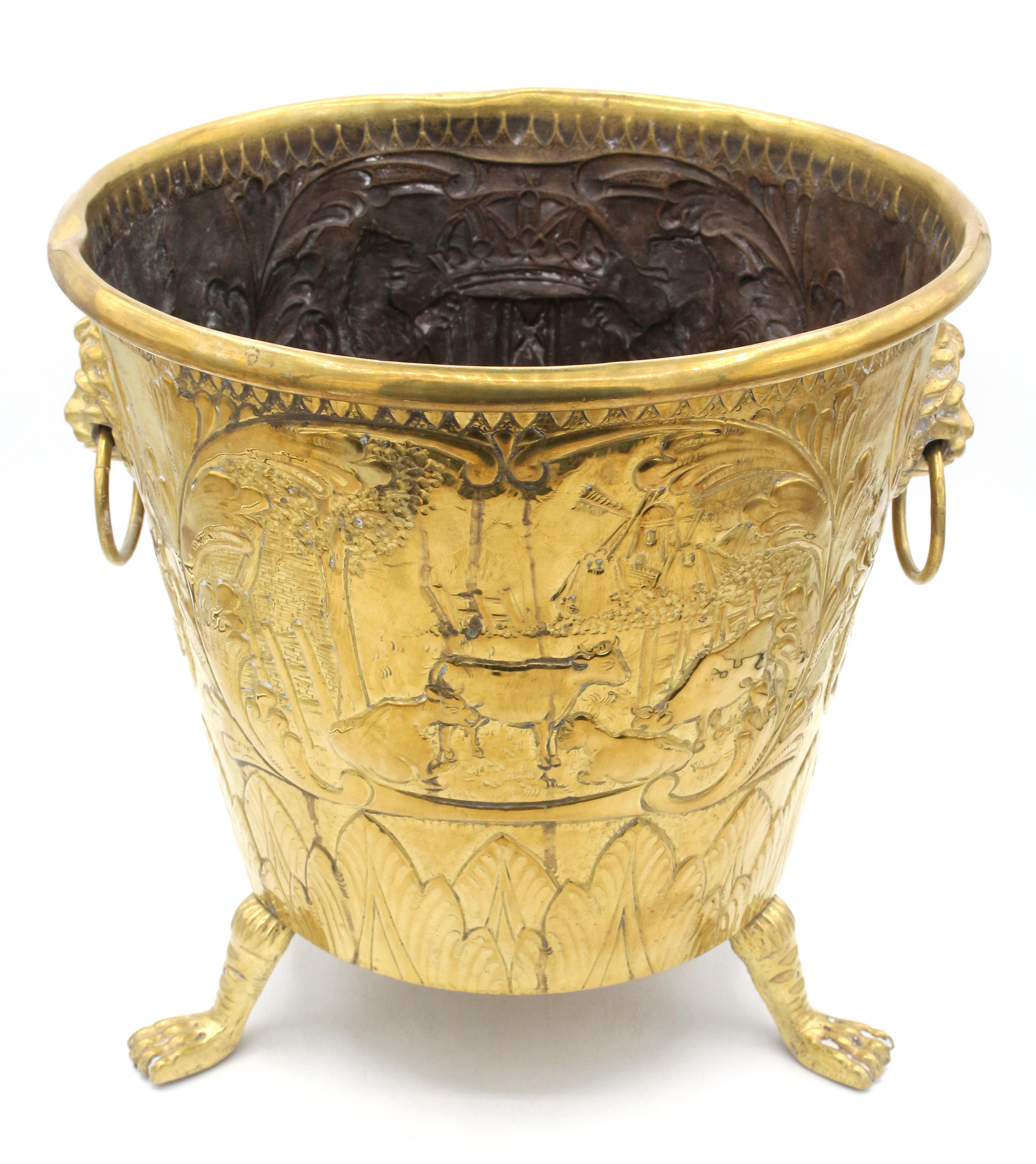 Repoussé Mid-Late 19th Century Dutch Brass Jardiniere