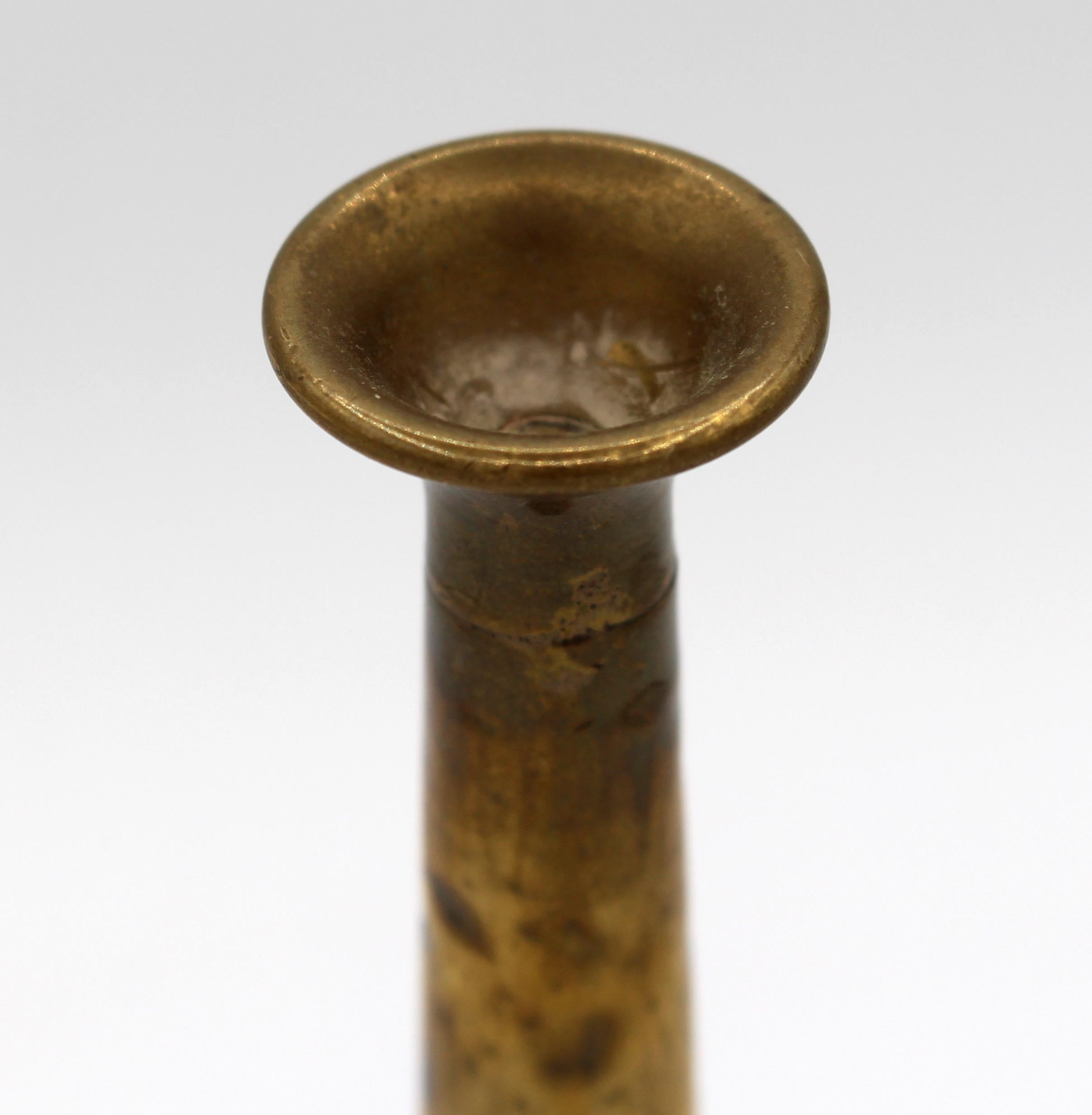 Mid-late 19th century brass & copper hunting horn, English. For fox and stag hunts. Minor dents commensurate with age & use. 9