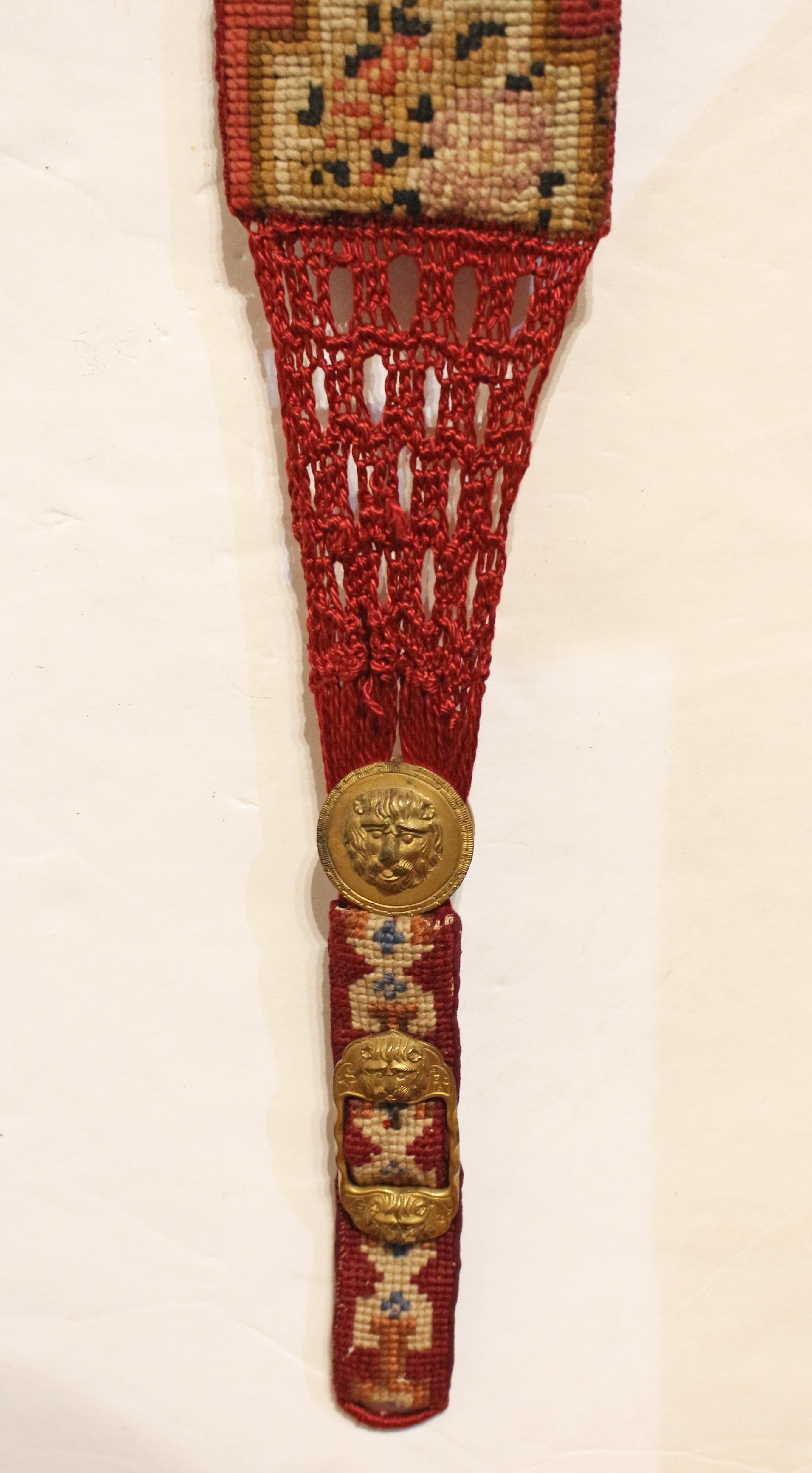 Mid-Late 19th Century English Needlepoint Bell Pull In Good Condition For Sale In Chapel Hill, NC