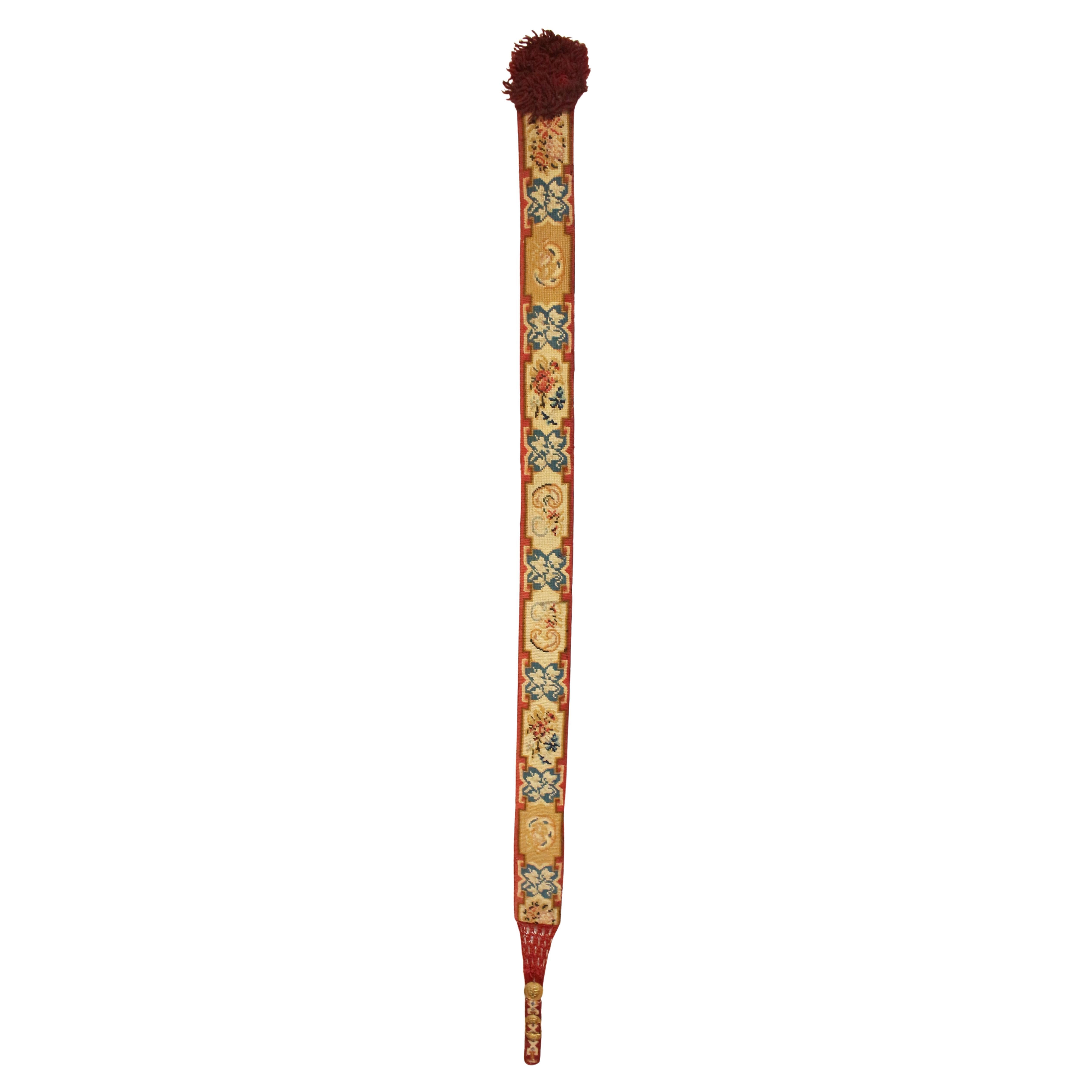 Mid-Late 19th Century English Needlepoint Bell Pull For Sale