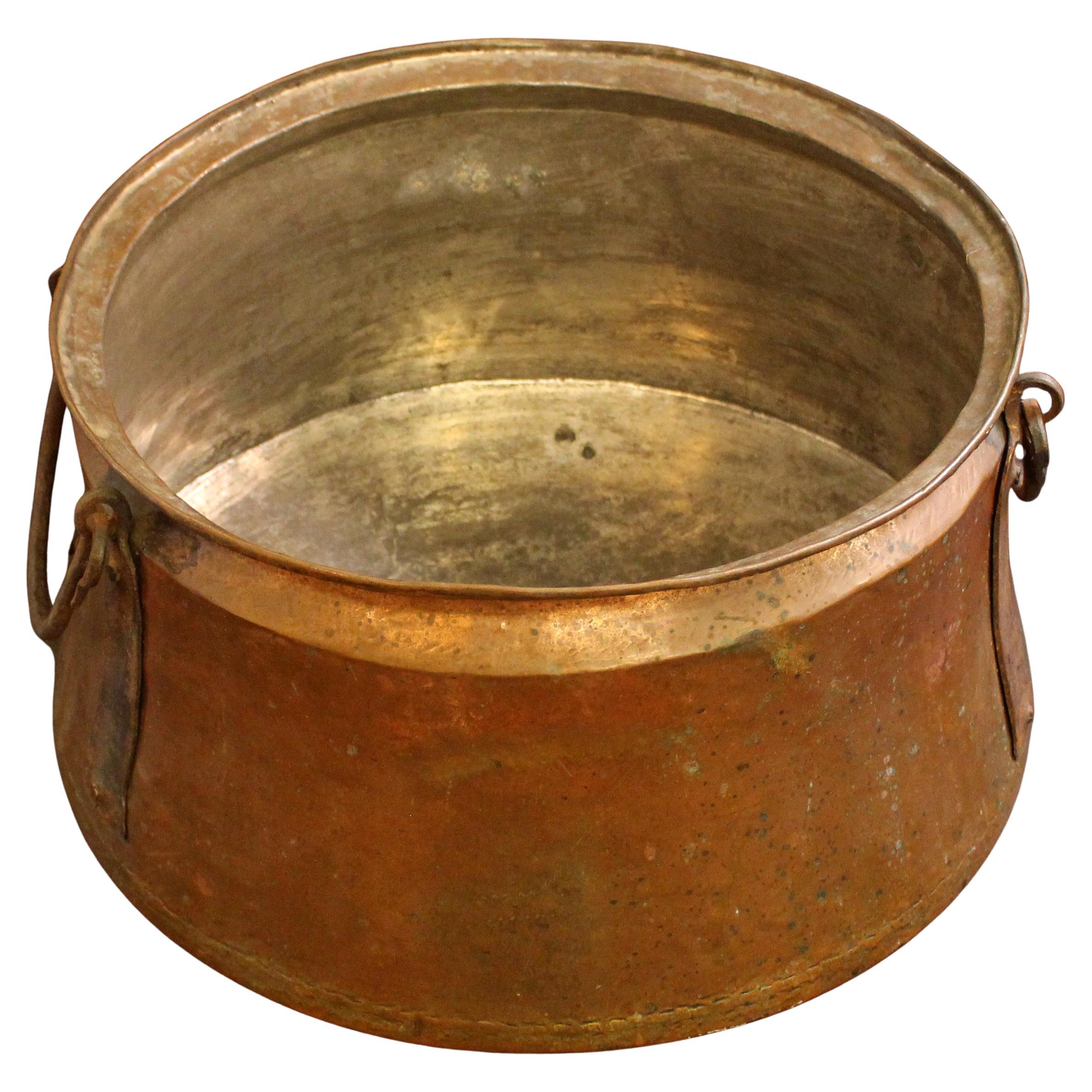 Mid-Late 19th Century French Copper & Iron Cauldron Pot