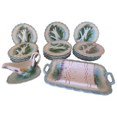 Mid-Late 19th Century French Majolica Barbotine Asparagus by Salins Les Bains