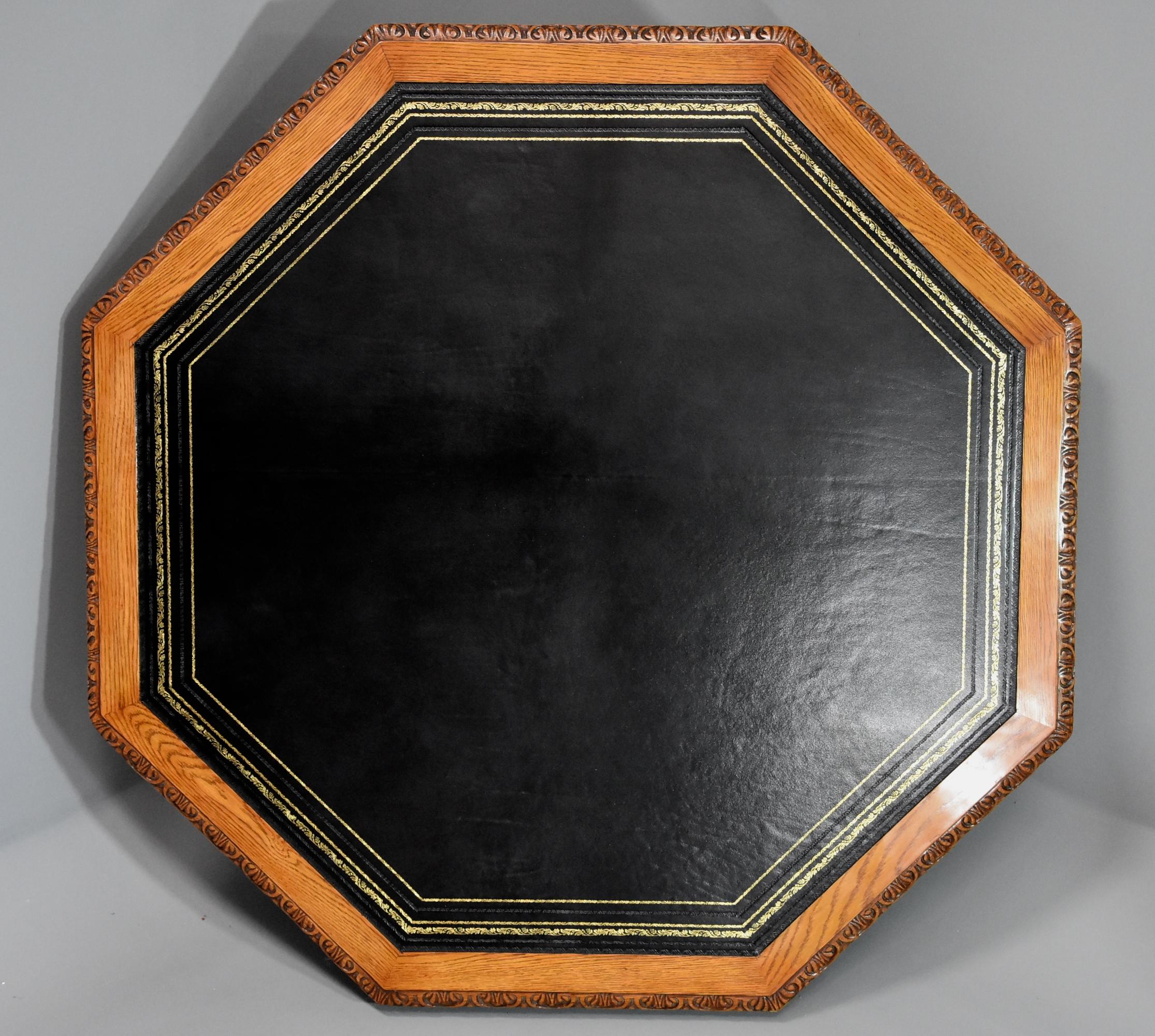 Mid-Late 19th Century Oak Octagonal Library Table by T.H. Filmer & Sons, London For Sale 2
