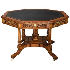 Mid-Late 19th Century Oak Octagonal Library Table by T.H. Filmer & Sons, London