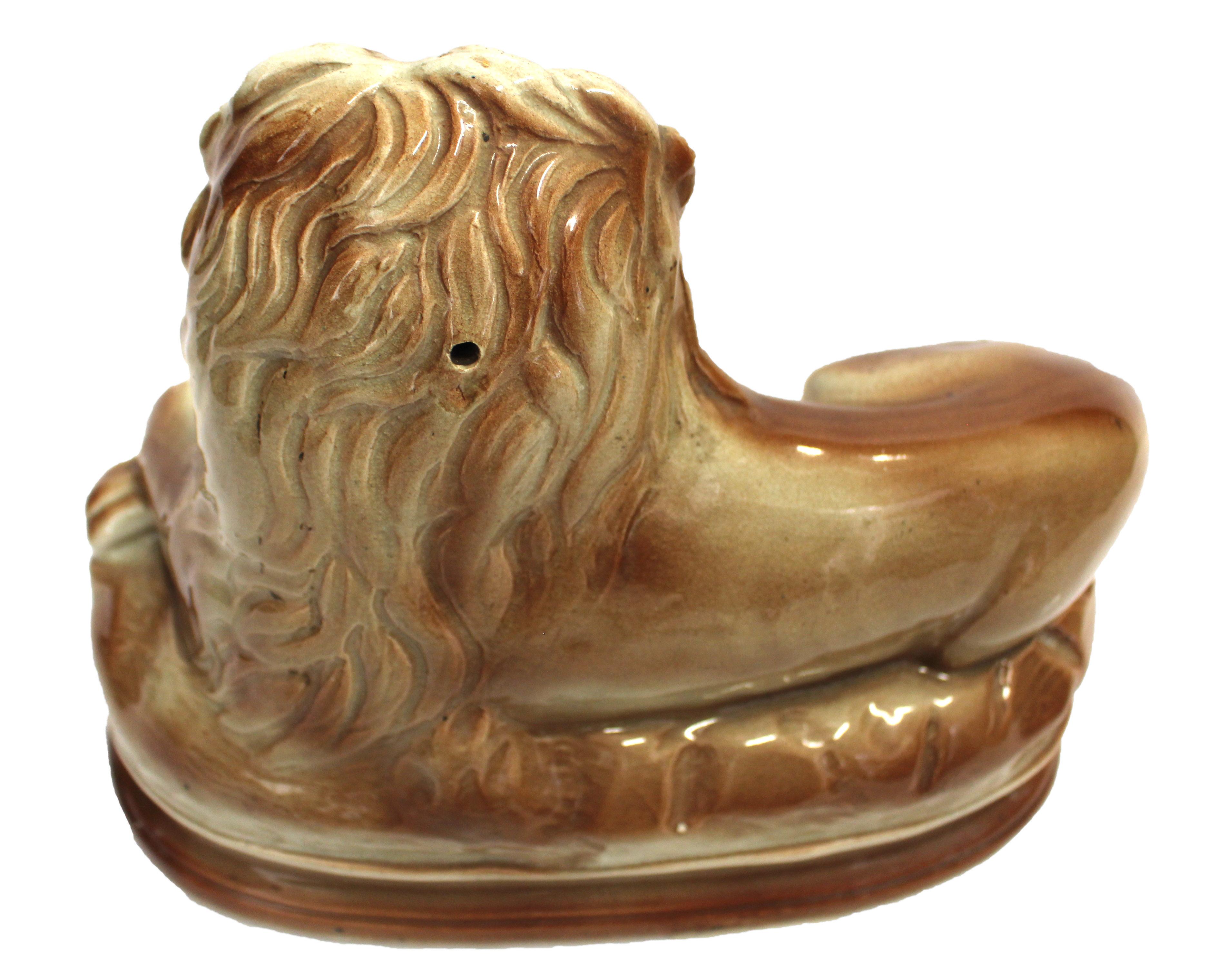 Scottish Mid-late 19th Century Pair of Bo'ness Staffordshire Lions