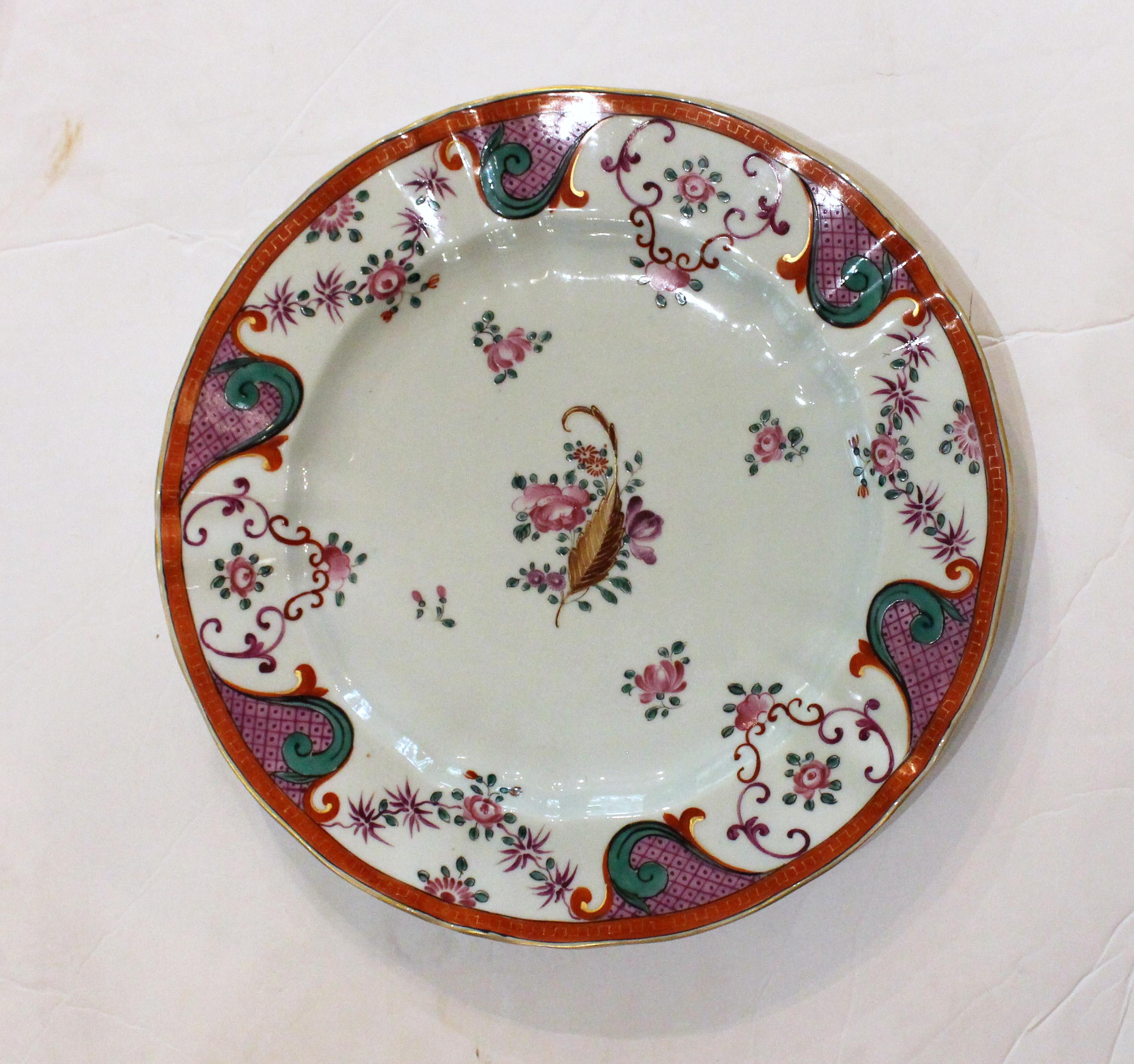 Mid-late 19th century set of 12 porcelain plates, Edme Samson, French. A rare set in 
