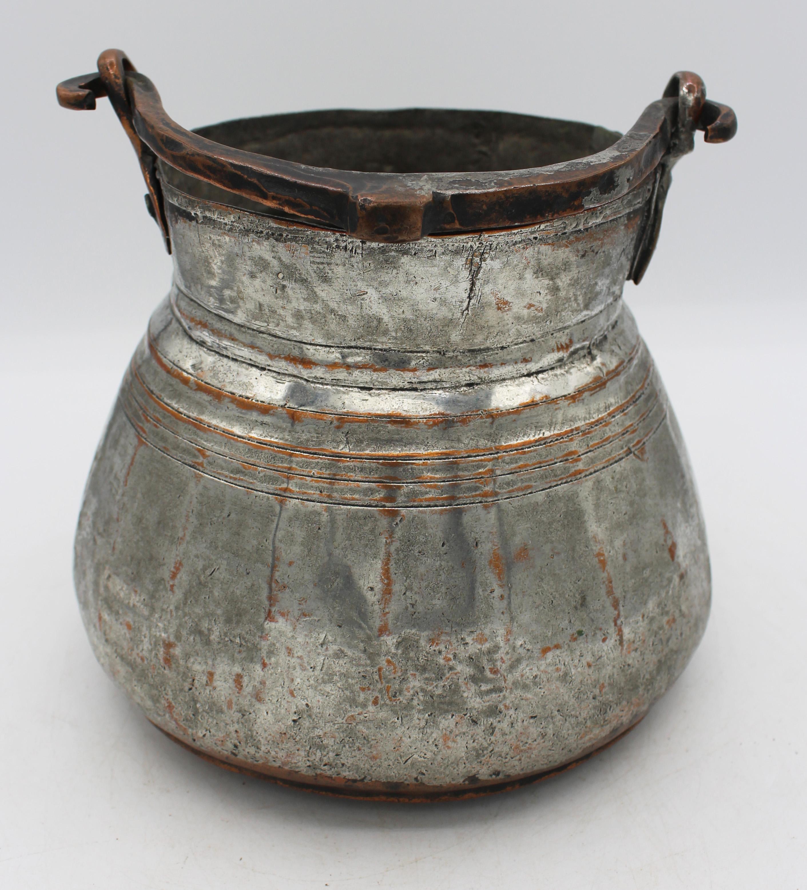 Victorian Mid-Late 19th Century Tinned Copper Cooking or Yogurt Pot From Eastern Turkey For Sale