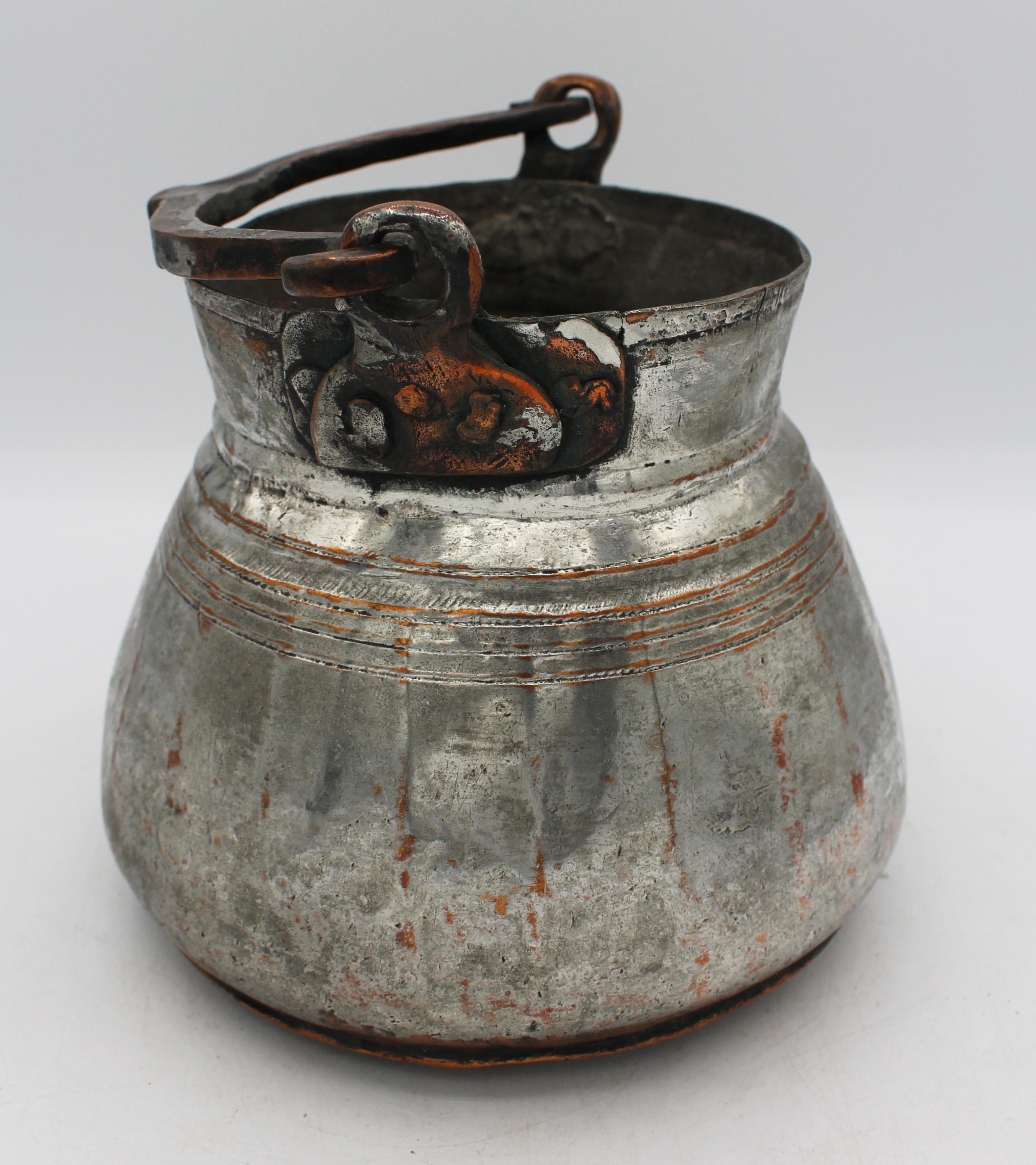 Turkish Mid-Late 19th Century Tinned Copper Cooking or Yogurt Pot From Eastern Turkey For Sale