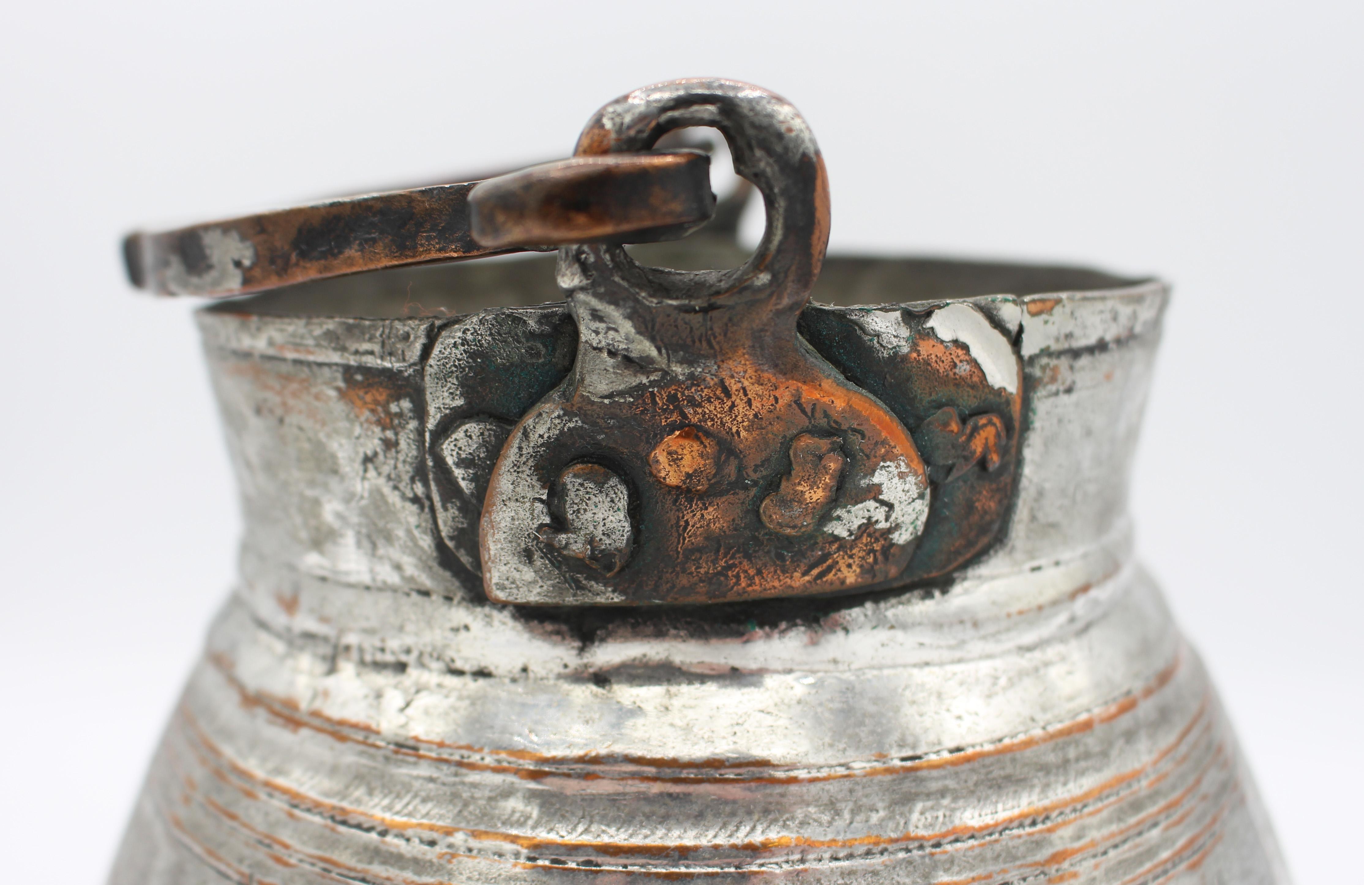 Mid-Late 19th Century Tinned Copper Cooking or Yogurt Pot From Eastern Turkey In Good Condition For Sale In Chapel Hill, NC