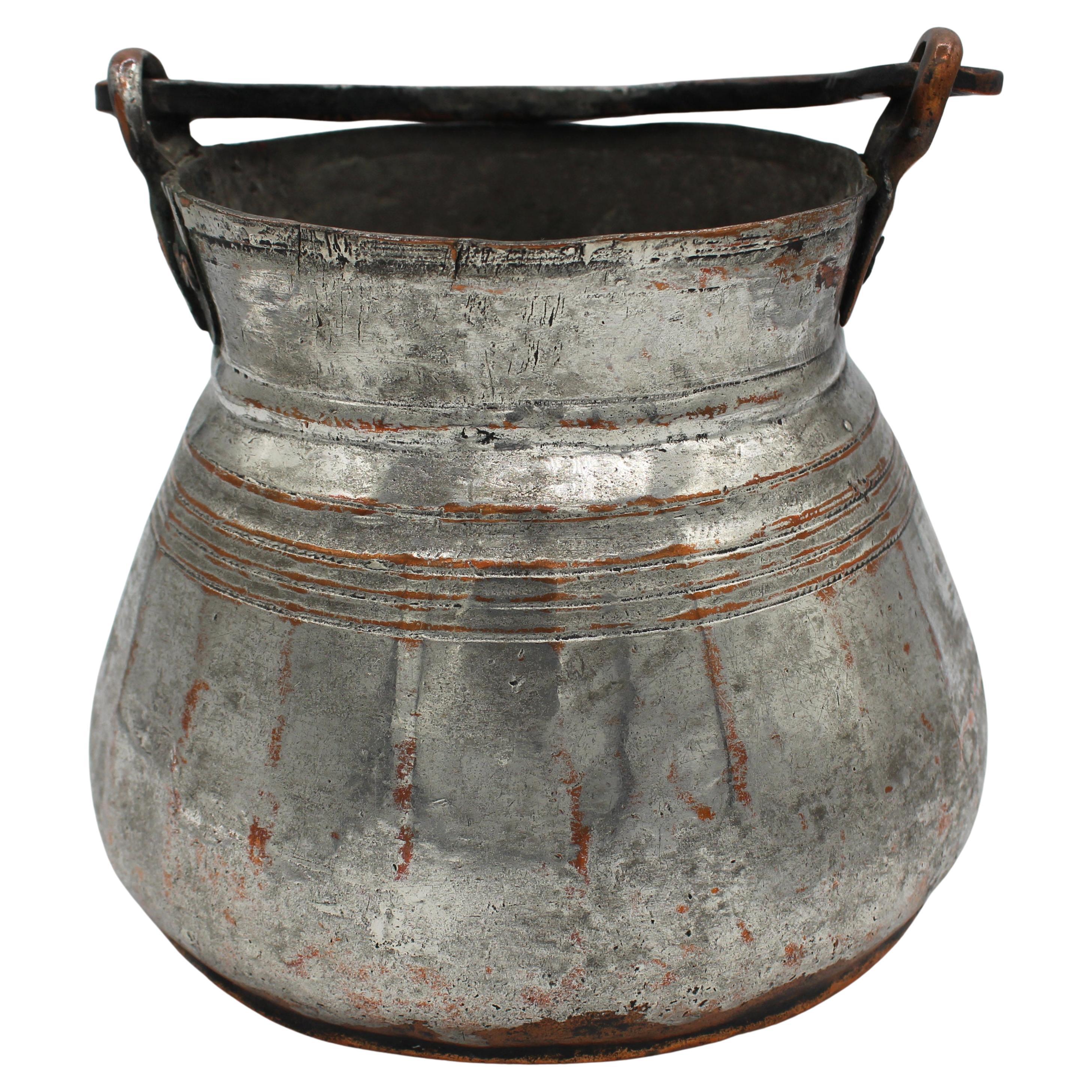 Mid-Late 19th Century Tinned Copper Cooking or Yogurt Pot From Eastern Turkey For Sale