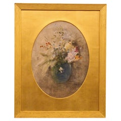 Antique Mid-Late 19th Century Watercolor by h.b. Brabazon "Flowers in a Vase"