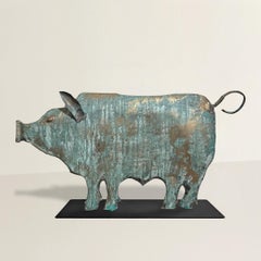Mid-Late 20th Century American Copper Pig Weathervane