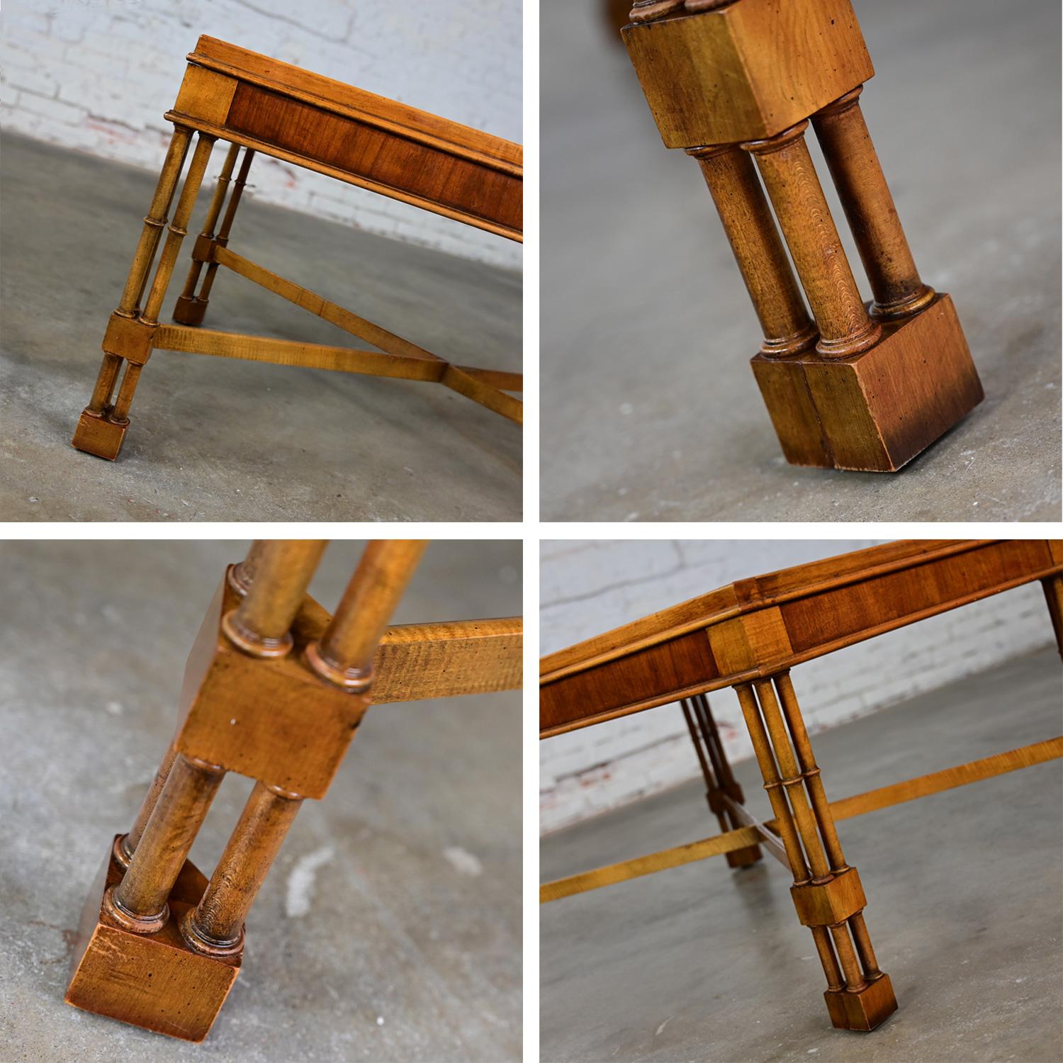Mid-Late 20th Century Baker Furniture Campaign Style End Table Faux Bamboo Legs For Sale 12