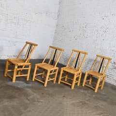 Mid-Late 20th Century Chinoiserie Natural Large Bamboo Asian Dining Chairs 4