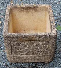 Mid-late 20th Century English Square Cast Stone Planter by Cotswolds Studios