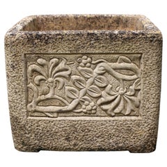 Mid-late 20th Century English Square Cast Stone Planter by Cotswolds Studios