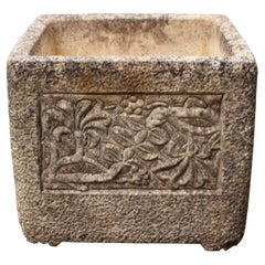 Mid-late 20th Century English Square Cast Stone Planter by Cotswolds Studios