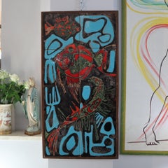 Mid-century modern ceramic tiles italian modernist wall art 1970s