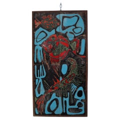 Mid-century modern ceramic tiles italian modernist wall art 1970s
