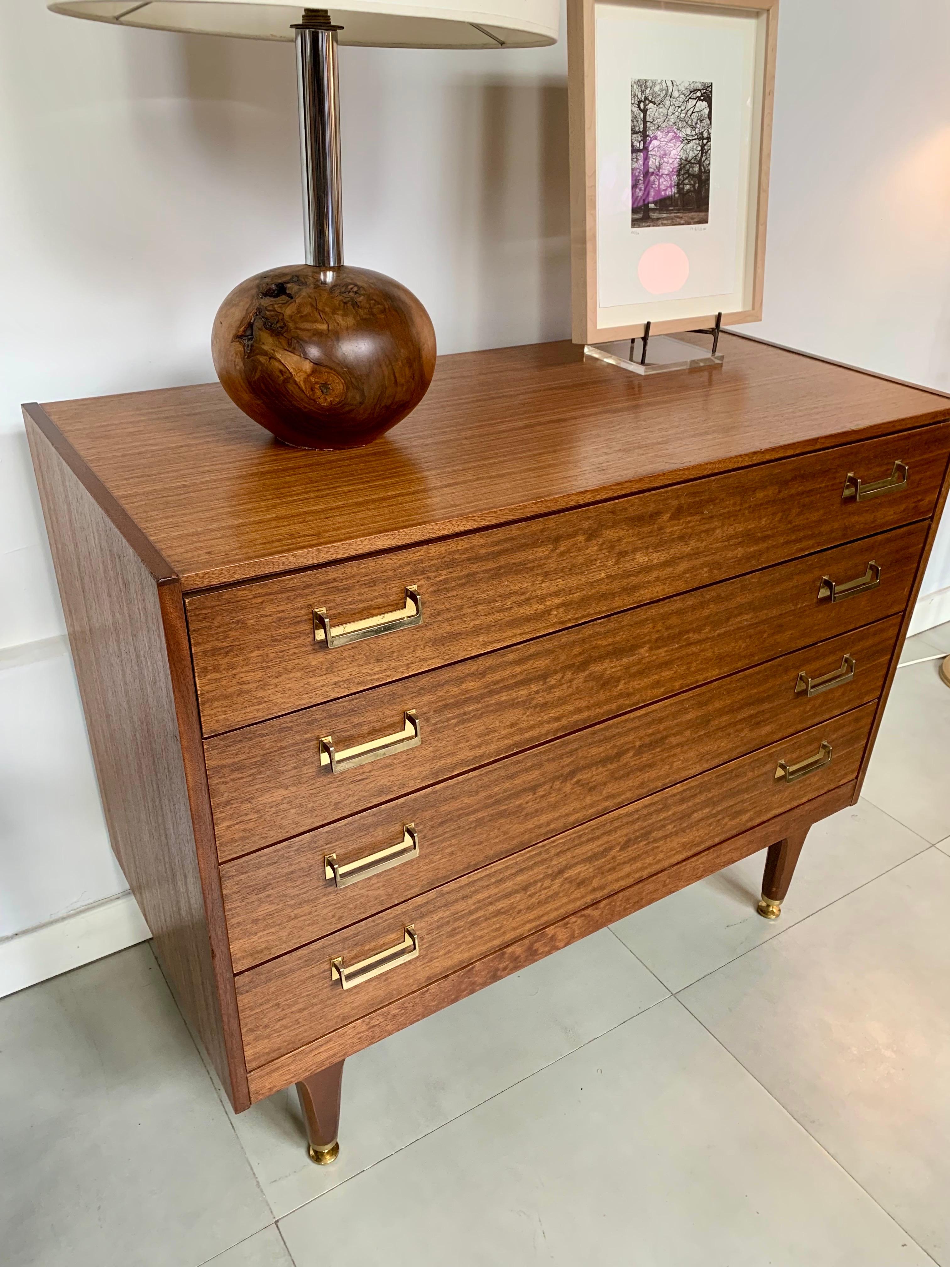 Mid Modern Century Commode Chest of Drawers Teak Wood For Sale 3