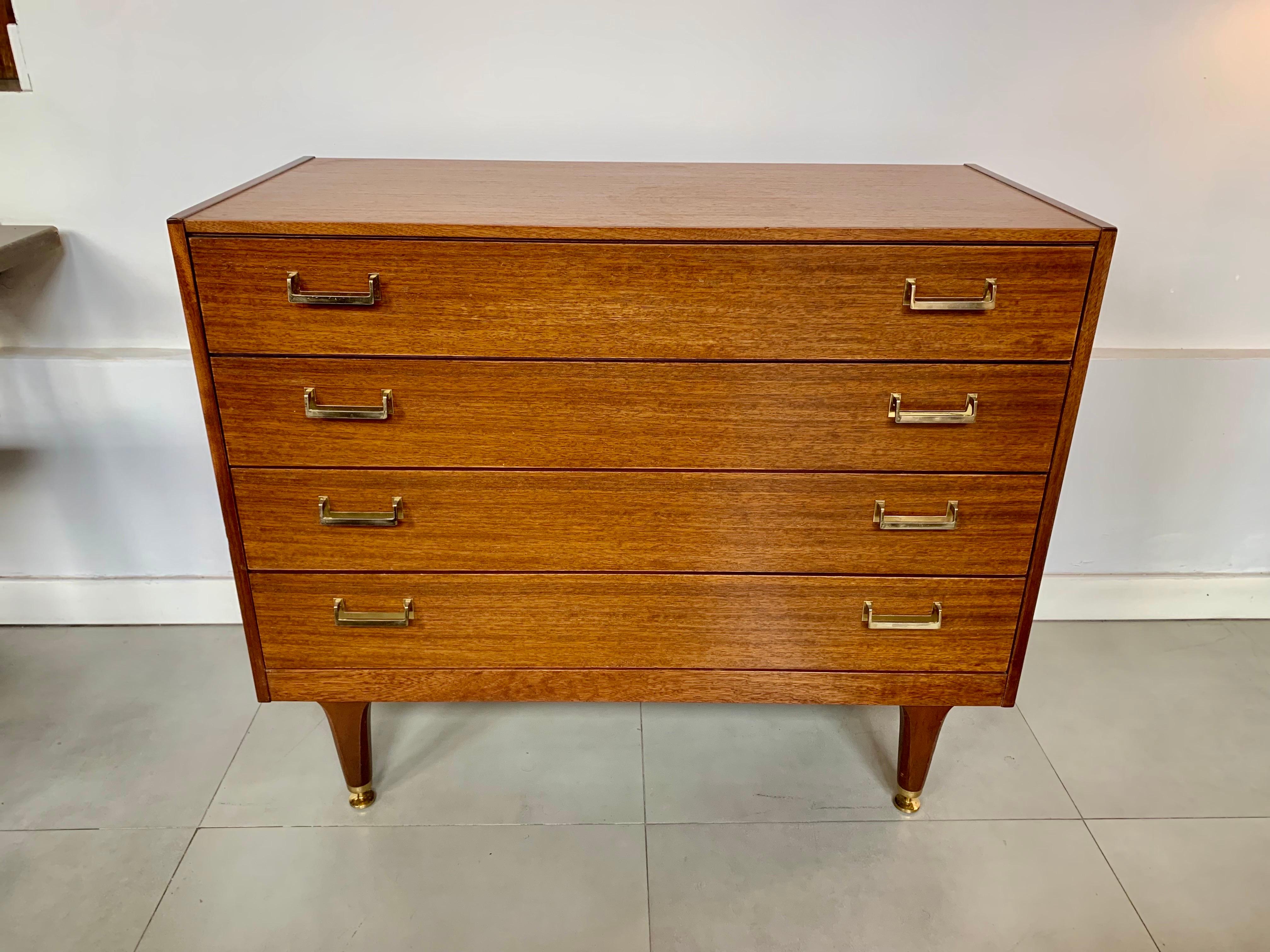 Mid Modern Century Commode Chest of Drawers Teak Wood For Sale 4