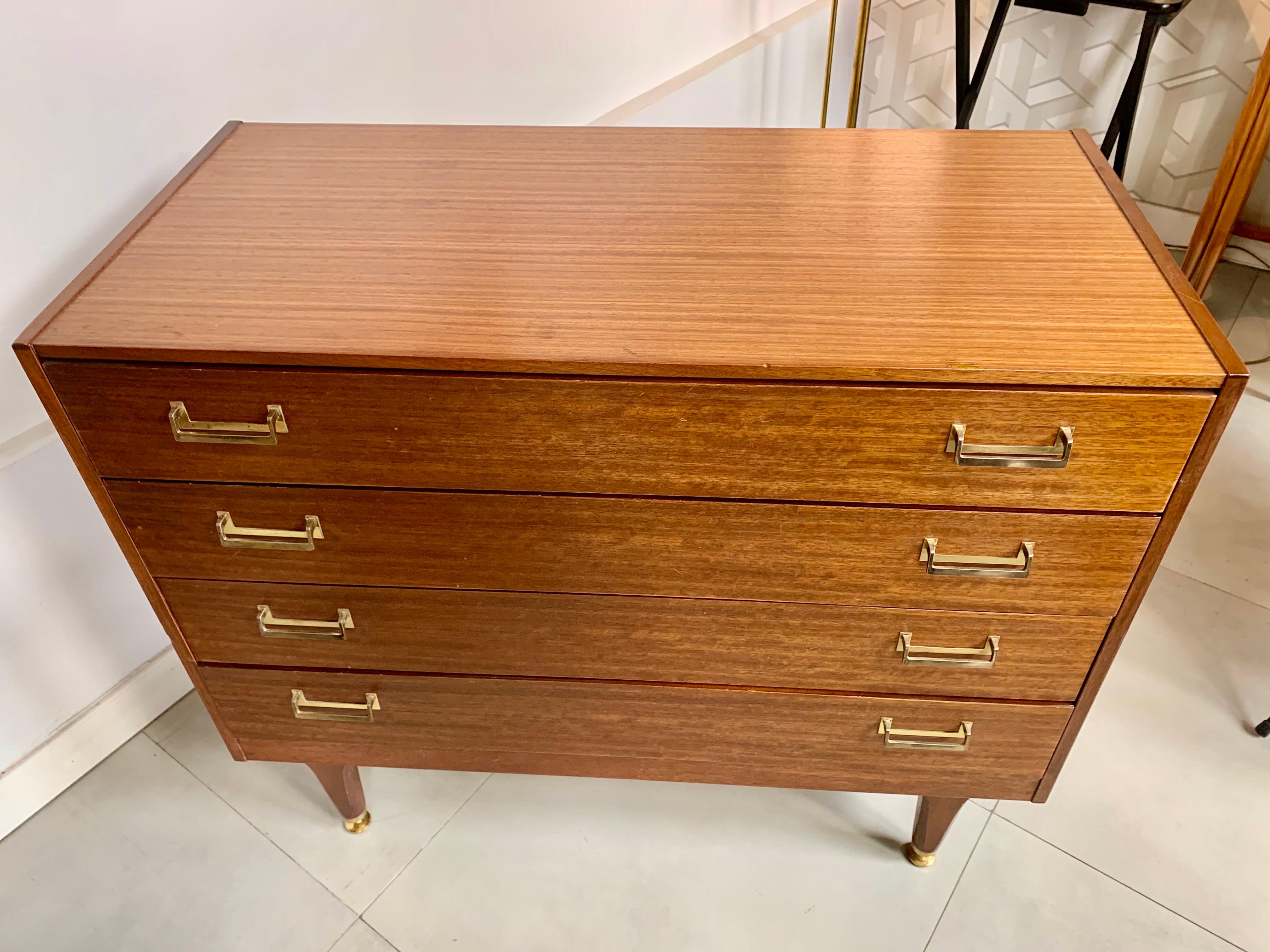 Mid Modern Century Commode Chest of Drawers Teak Wood For Sale 6